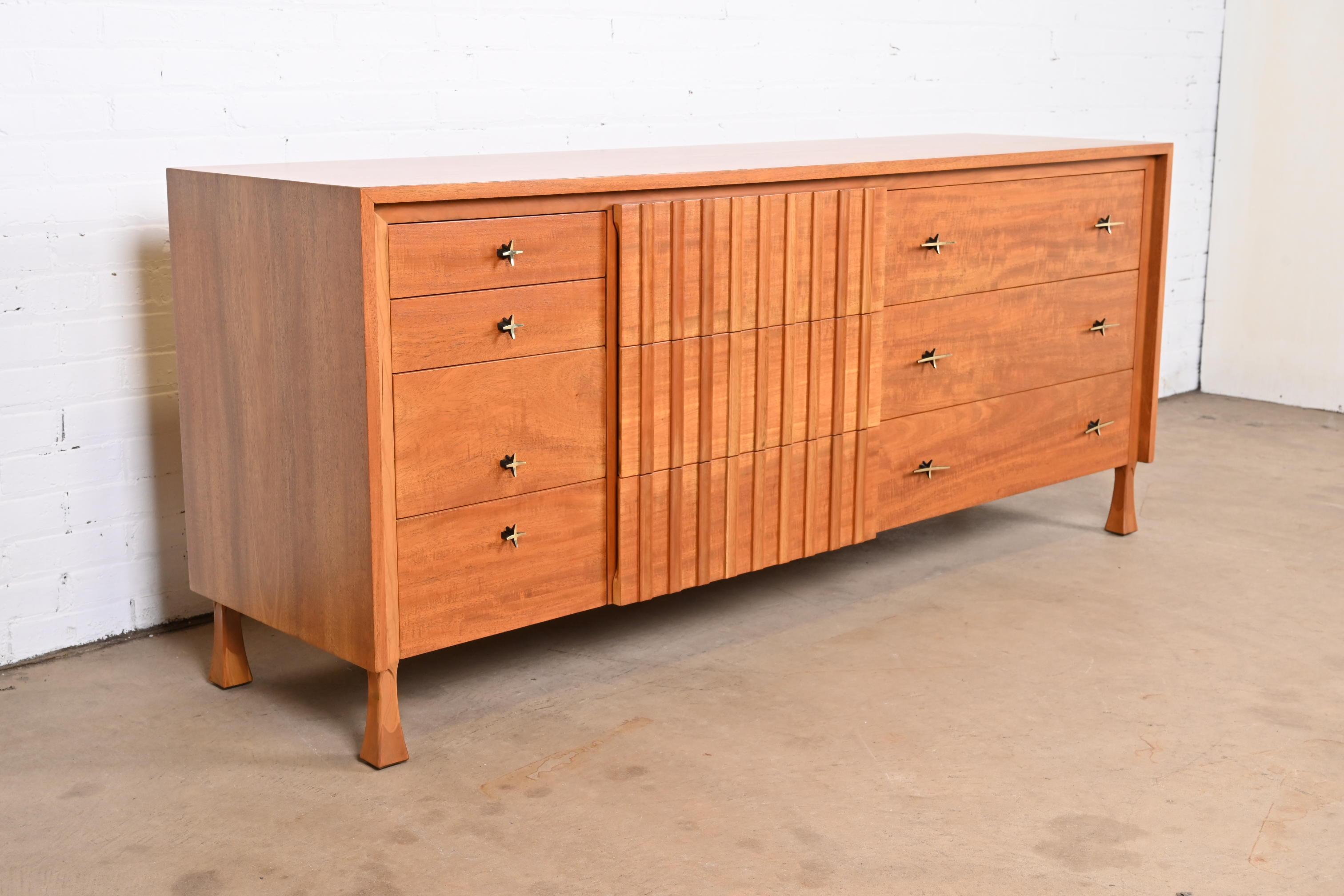 20th Century John Widdicomb Mid-Century Modern Mahogany Dresser or Credenza, Newly Refinished
