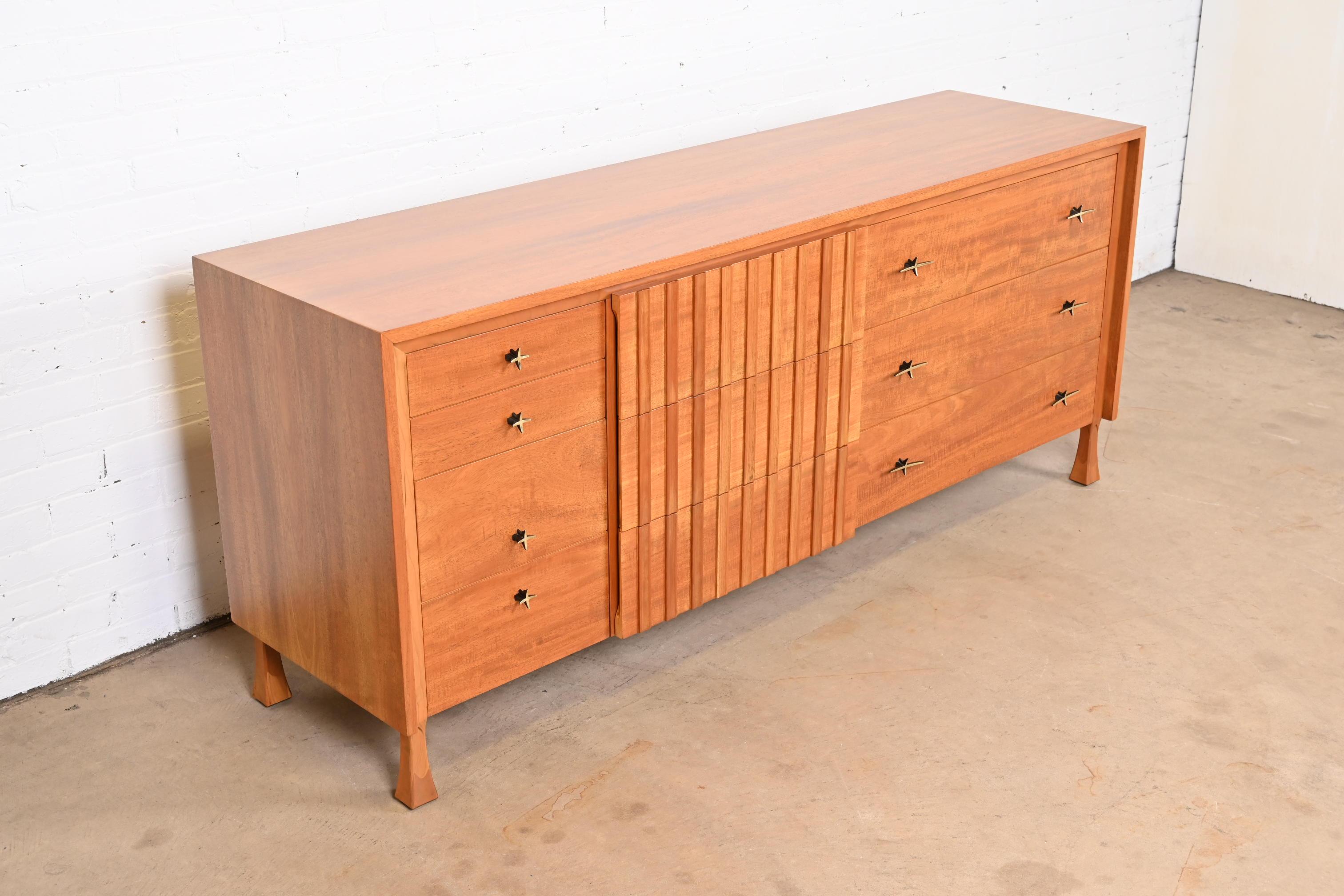 John Widdicomb Mid-Century Modern Mahogany Dresser or Credenza, Newly Refinished 1