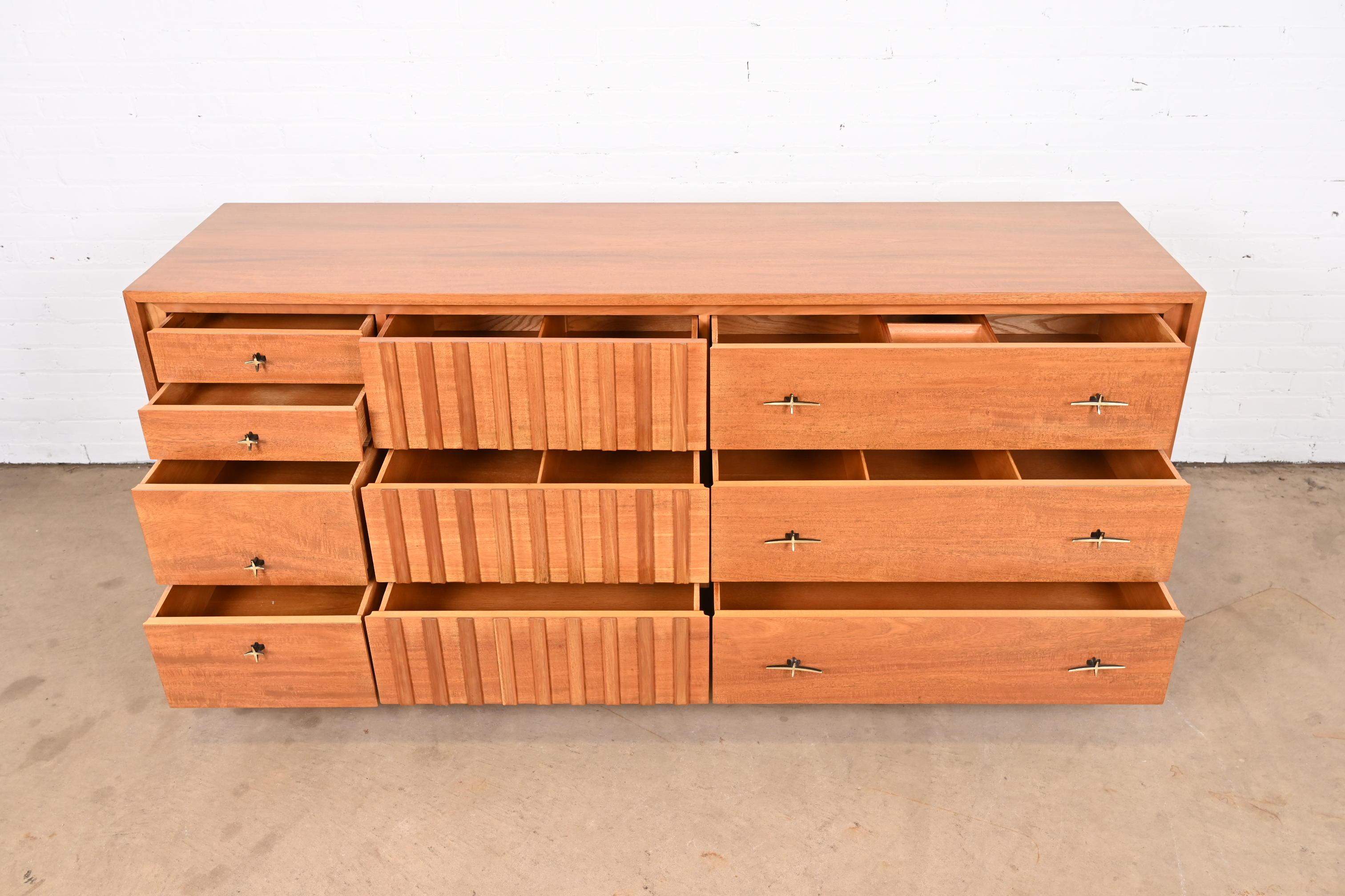 John Widdicomb Mid-Century Modern Mahogany Dresser or Credenza, Newly Refinished 2