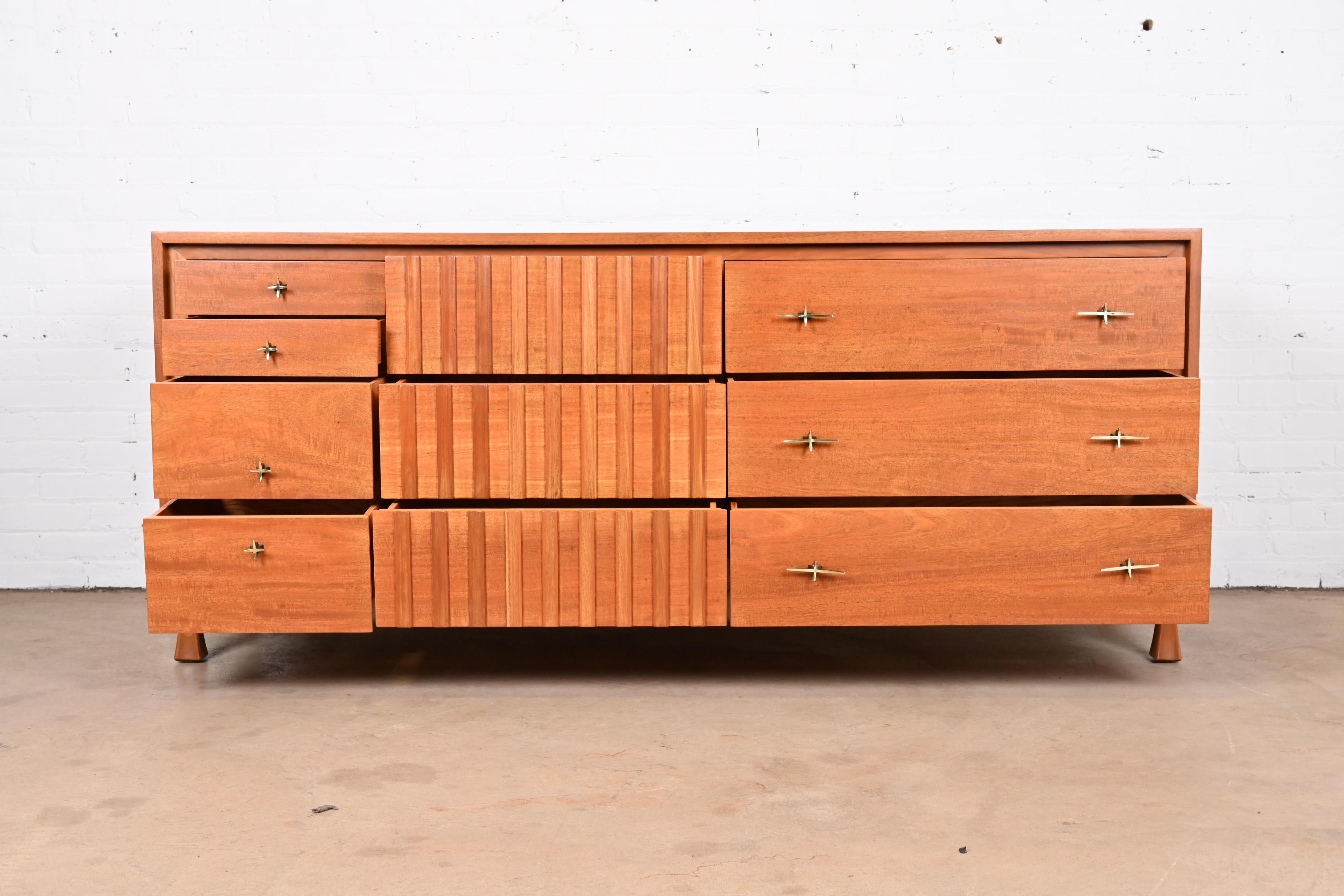 John Widdicomb Mid-Century Modern Mahogany Dresser or Credenza, Newly Refinished 3