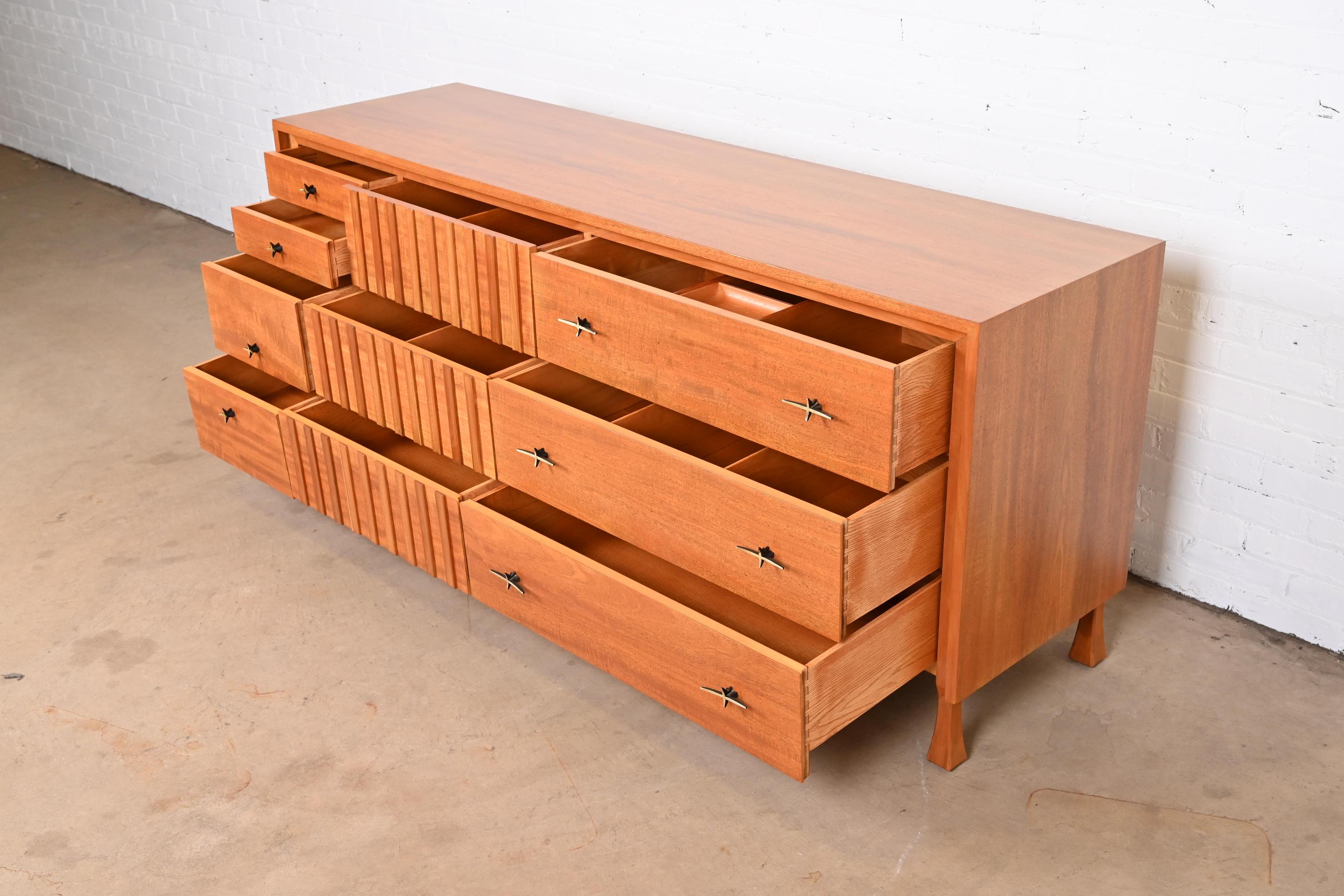 John Widdicomb Mid-Century Modern Mahogany Dresser or Credenza, Newly Refinished 4