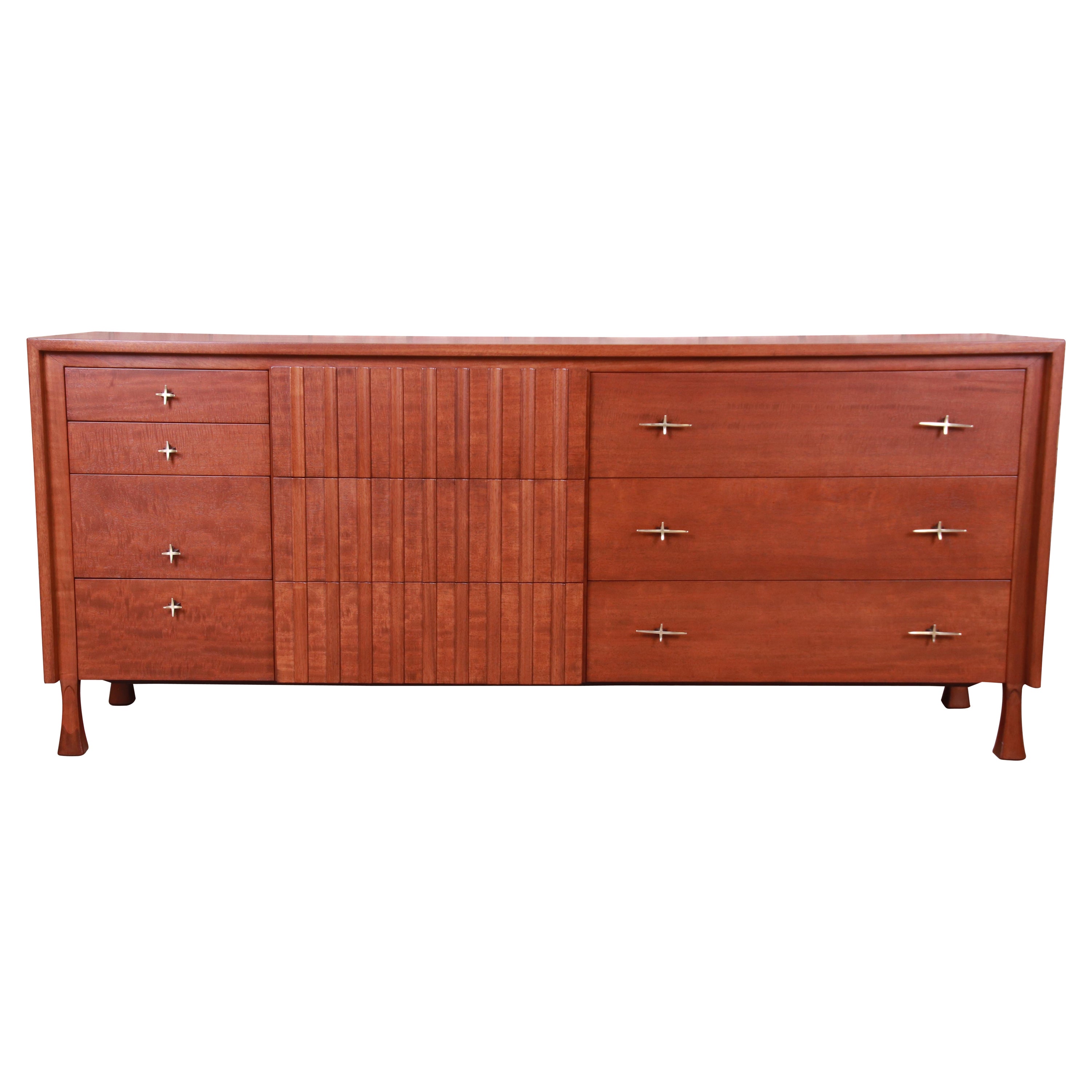 John Widdicomb Mid-Century Modern Mahogany Dresser or Credenza, Newly Refinished