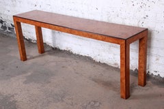 John Widdicomb Mid-Century Modern Parsons Style Burl Wood Console Table