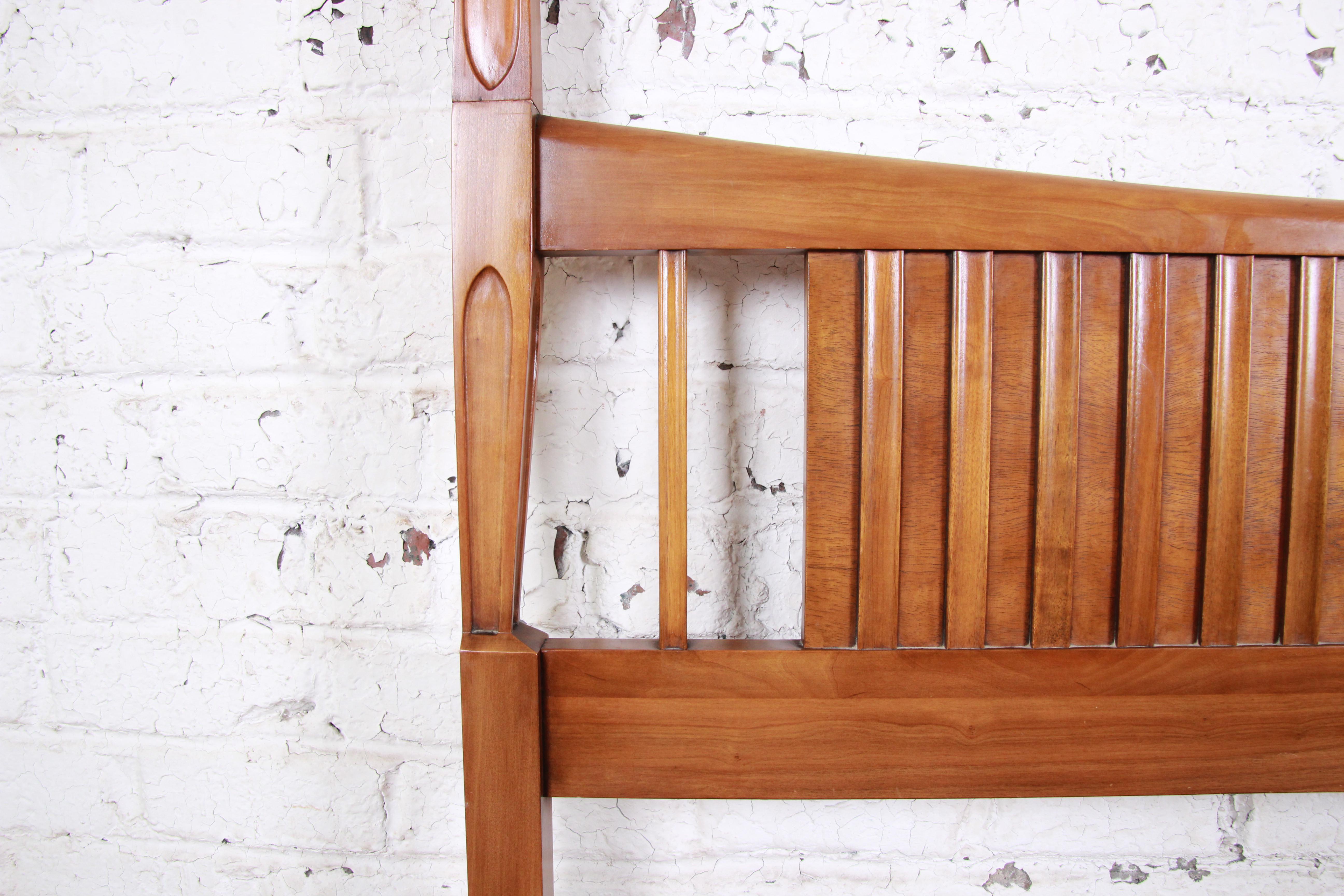 American John Widdicomb Mid-Century Modern Sculpted Cherrywood King Size Headboard