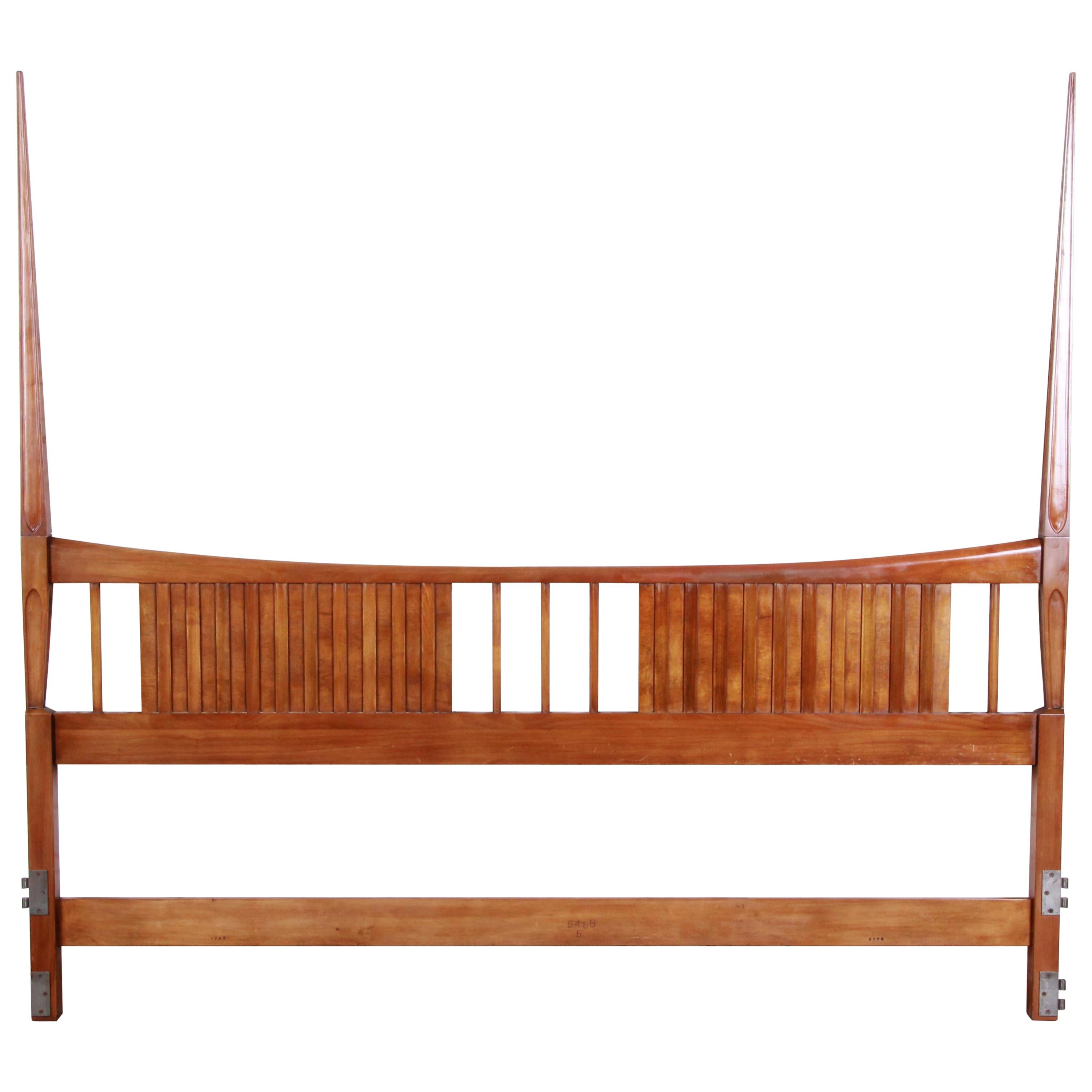 John Widdicomb Mid-Century Modern Sculpted Cherrywood King Size Headboard