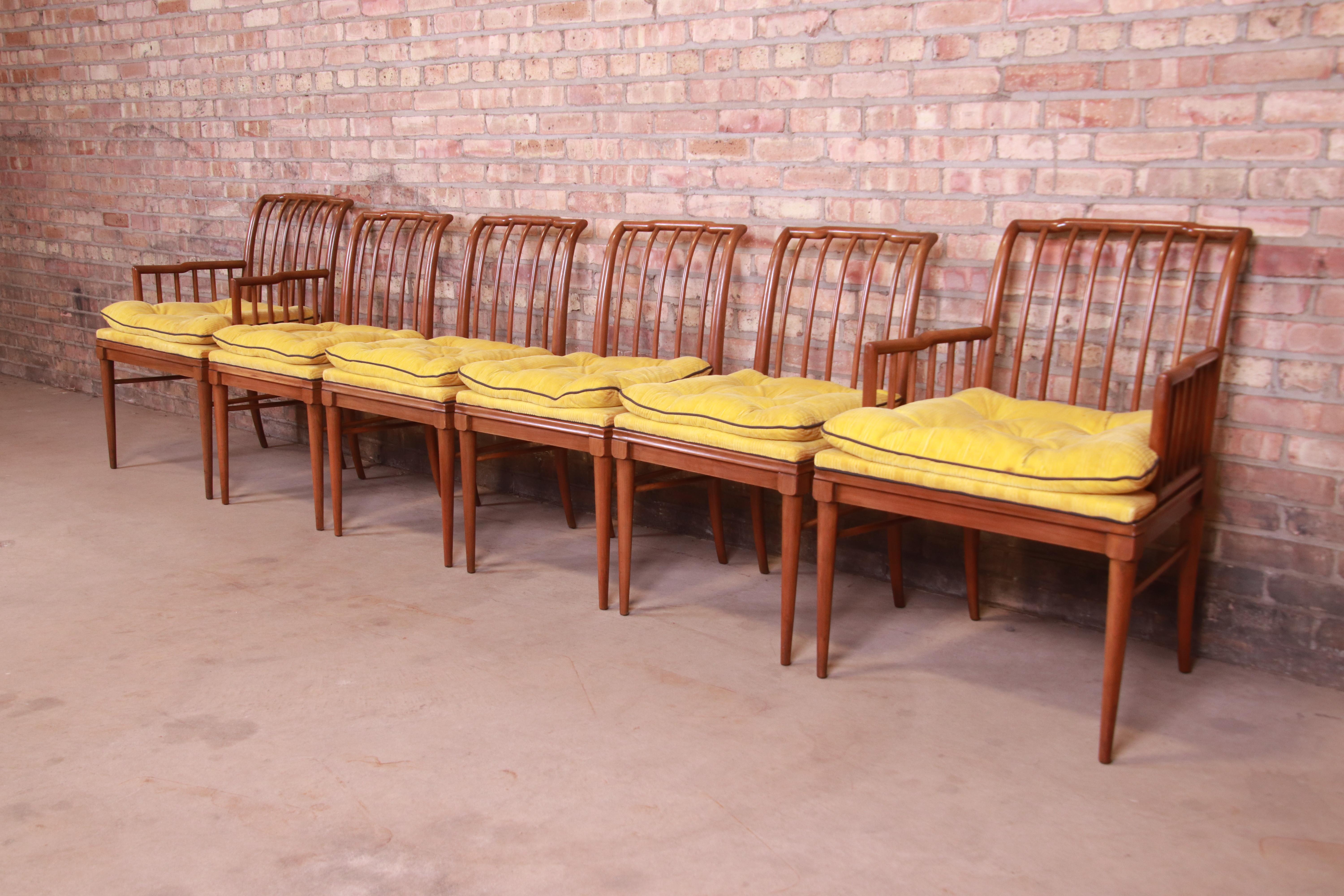 John Widdicomb Mid-Century Modern Sculpted Walnut Dining Chairs, Set of Six In Good Condition In South Bend, IN