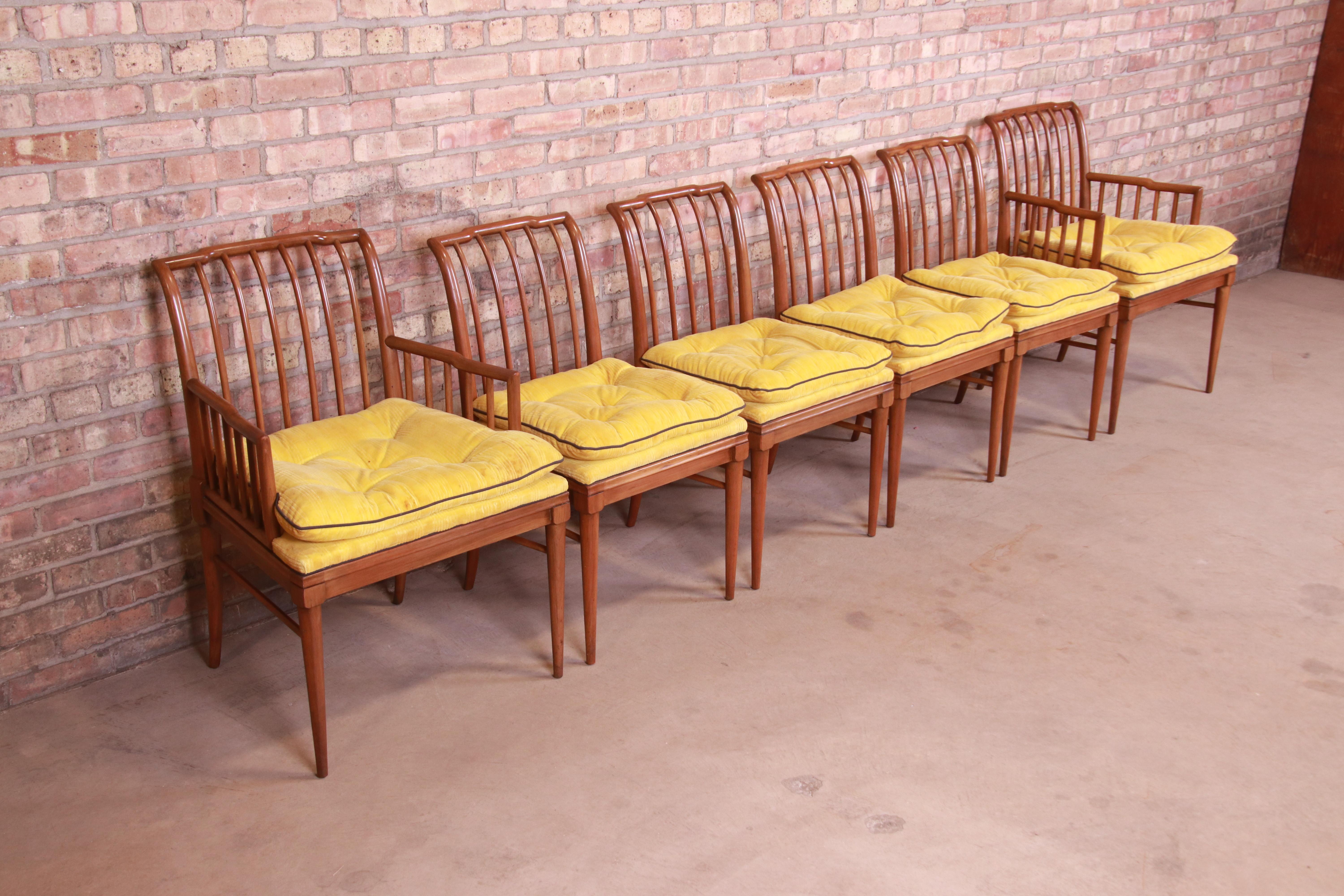 Mid-20th Century John Widdicomb Mid-Century Modern Sculpted Walnut Dining Chairs, Set of Six