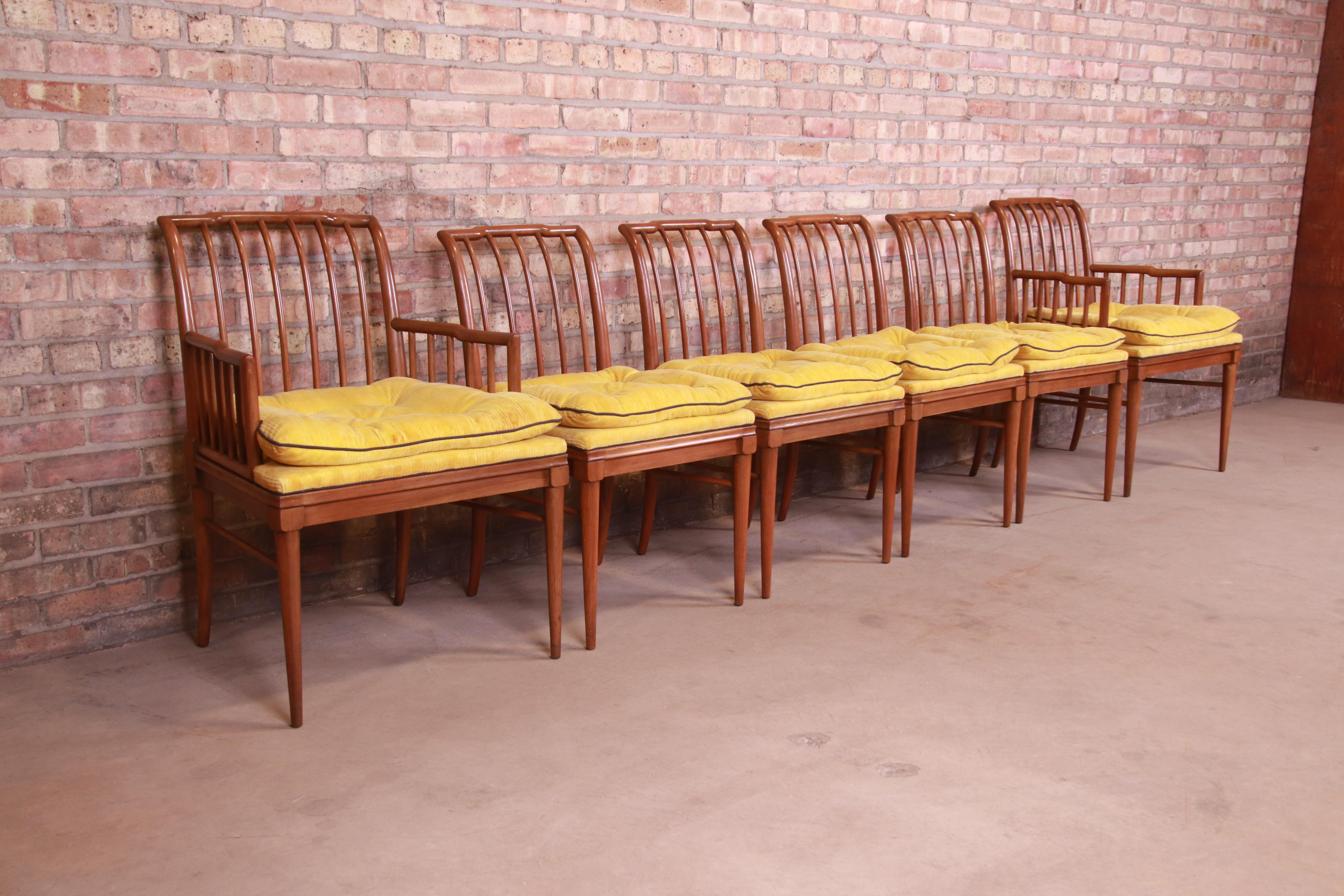 Upholstery John Widdicomb Mid-Century Modern Sculpted Walnut Dining Chairs, Set of Six