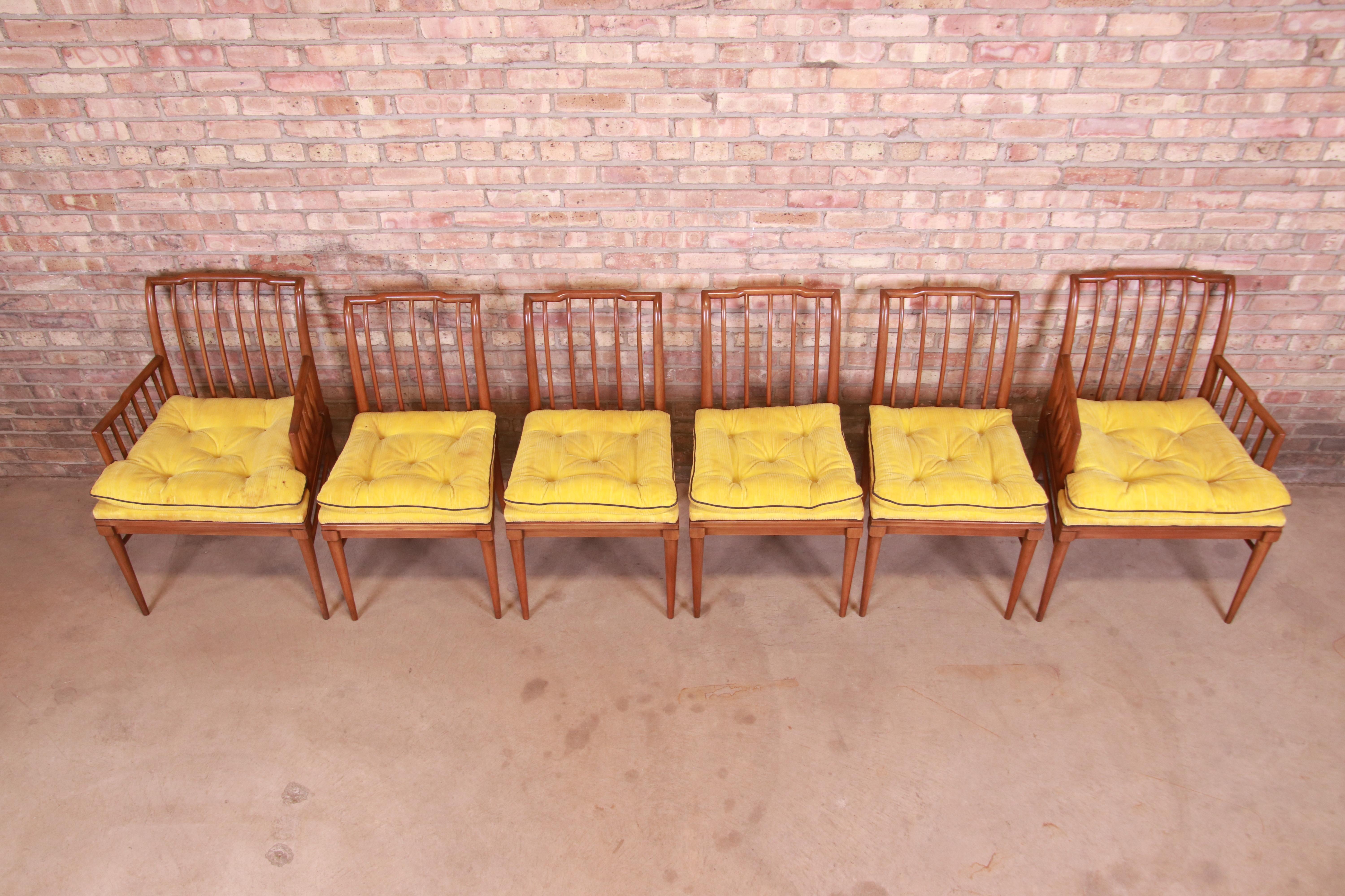 John Widdicomb Mid-Century Modern Sculpted Walnut Dining Chairs, Set of Six 1