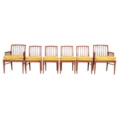 John Widdicomb Mid-Century Modern Sculpted Walnut Dining Chairs, Set of Six