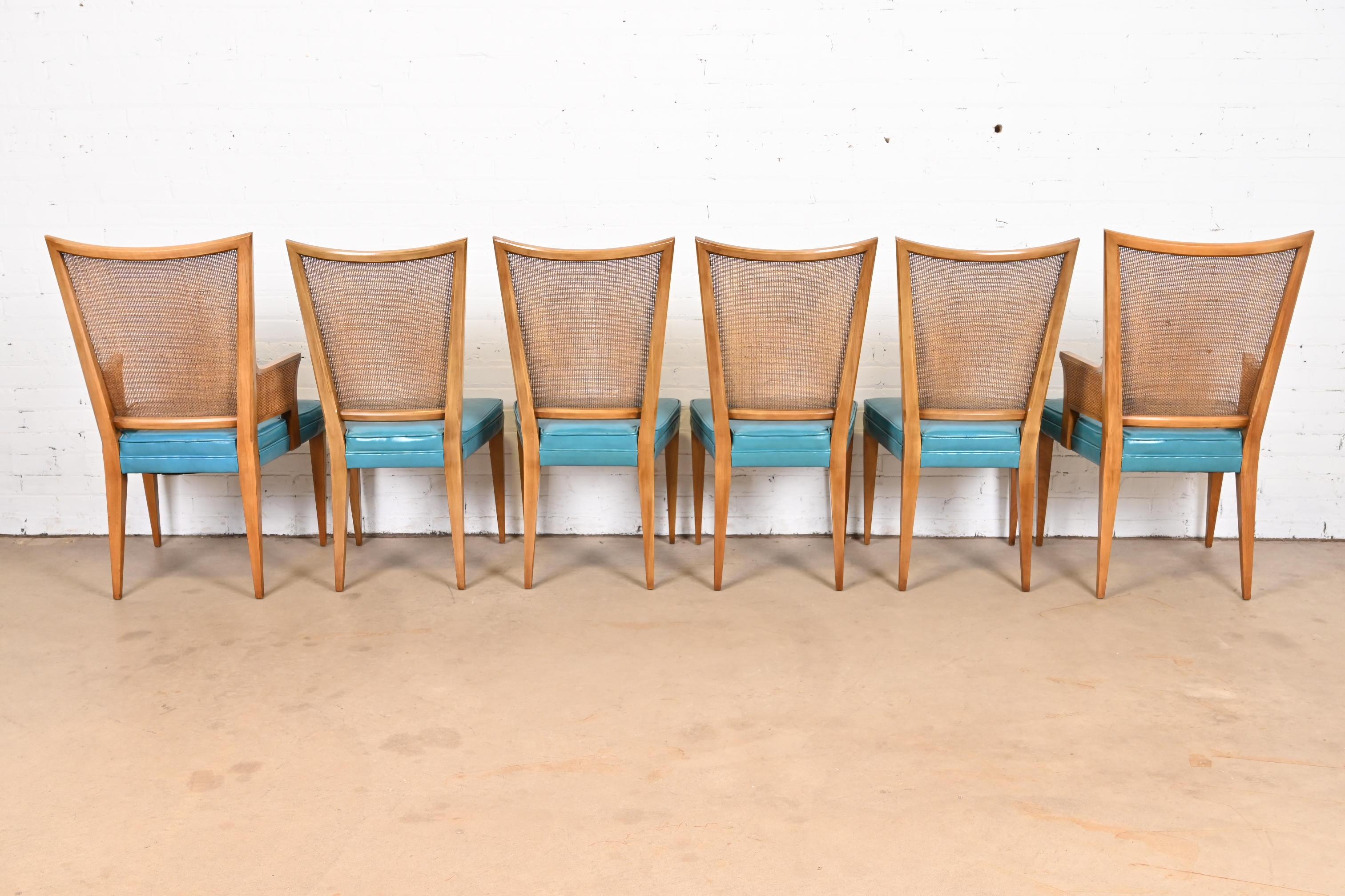 John Widdicomb Mid-Century Modern Walnut and Cane Dining Chairs, Set of Six For Sale 2