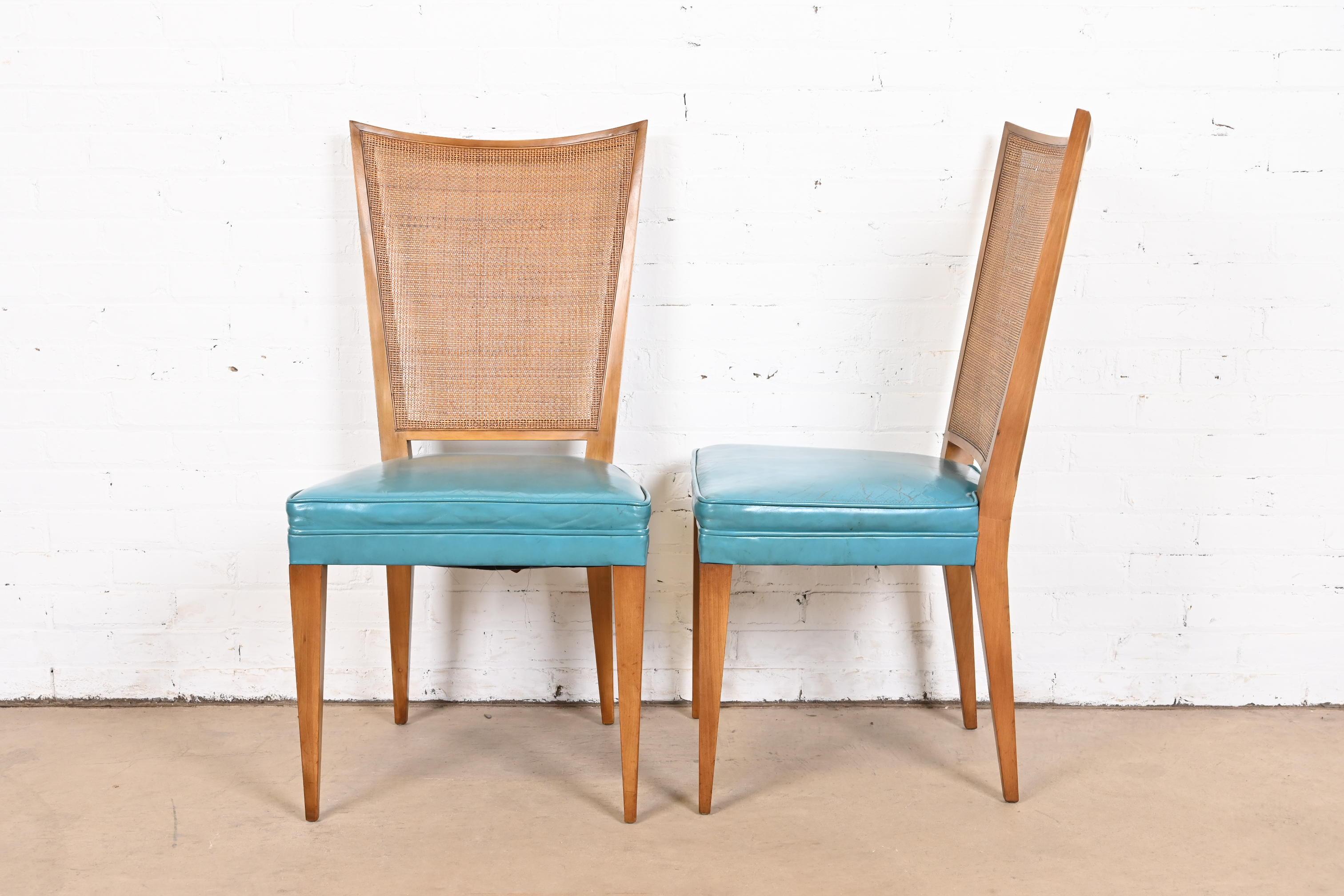 John Widdicomb Mid-Century Modern Walnut and Cane Dining Chairs, Set of Six For Sale 3