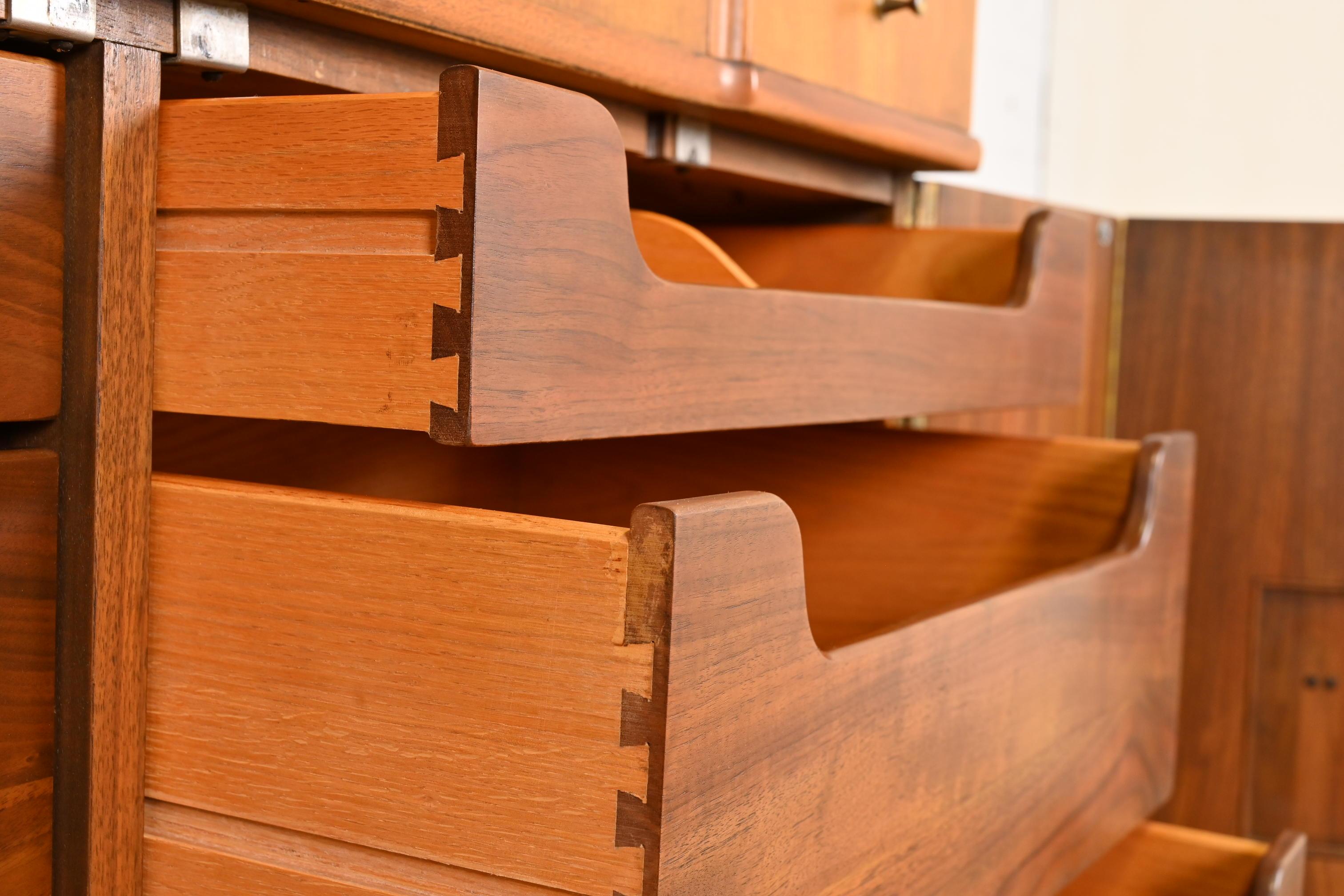 John Widdicomb Mid-Century Modern Walnut Gentleman's Chest with Flip Up Mirror 8