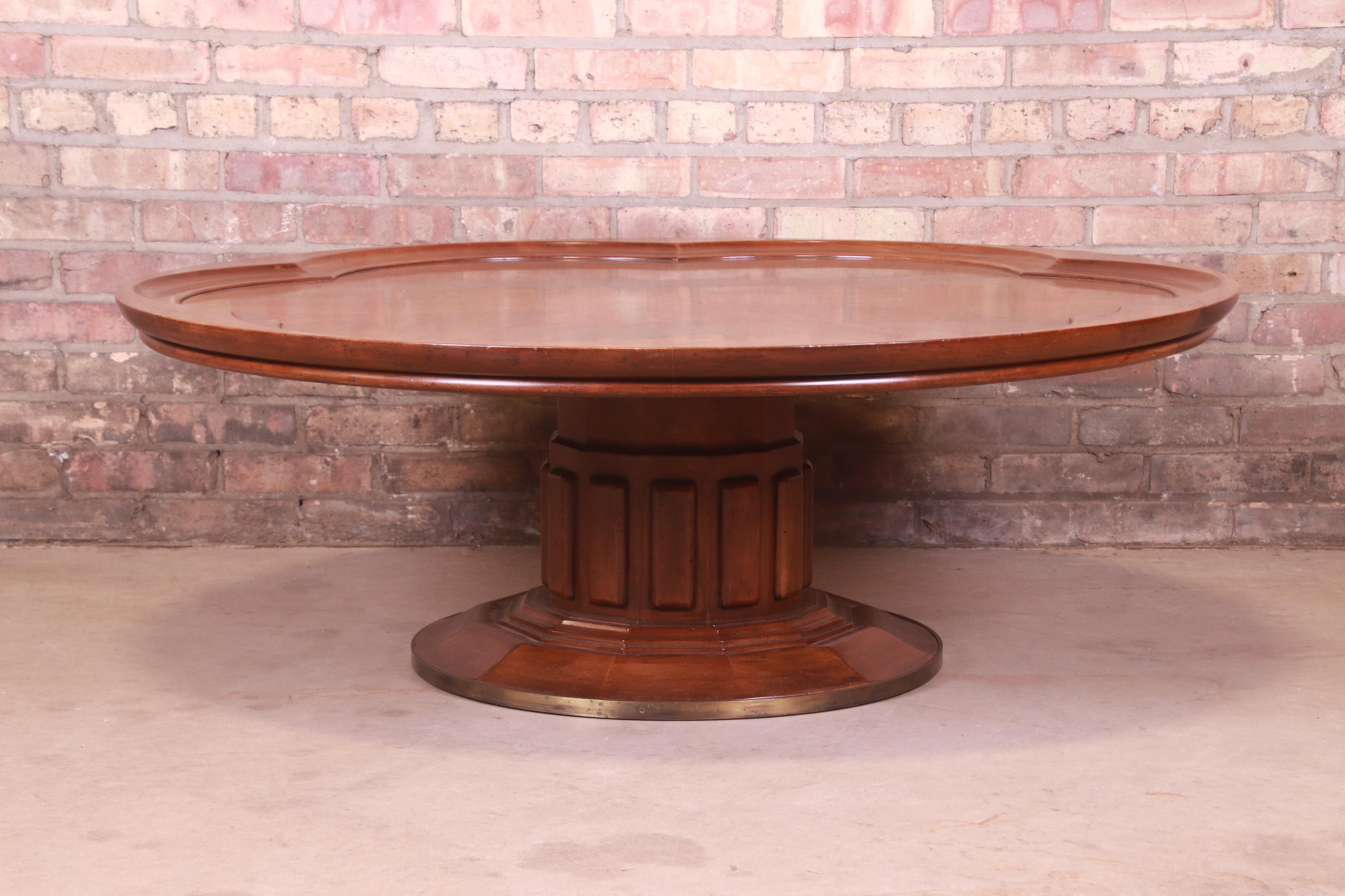 John Widdicomb Mid-Century Modern Walnut Pedestal Coffee Table, Circa 1960s 5