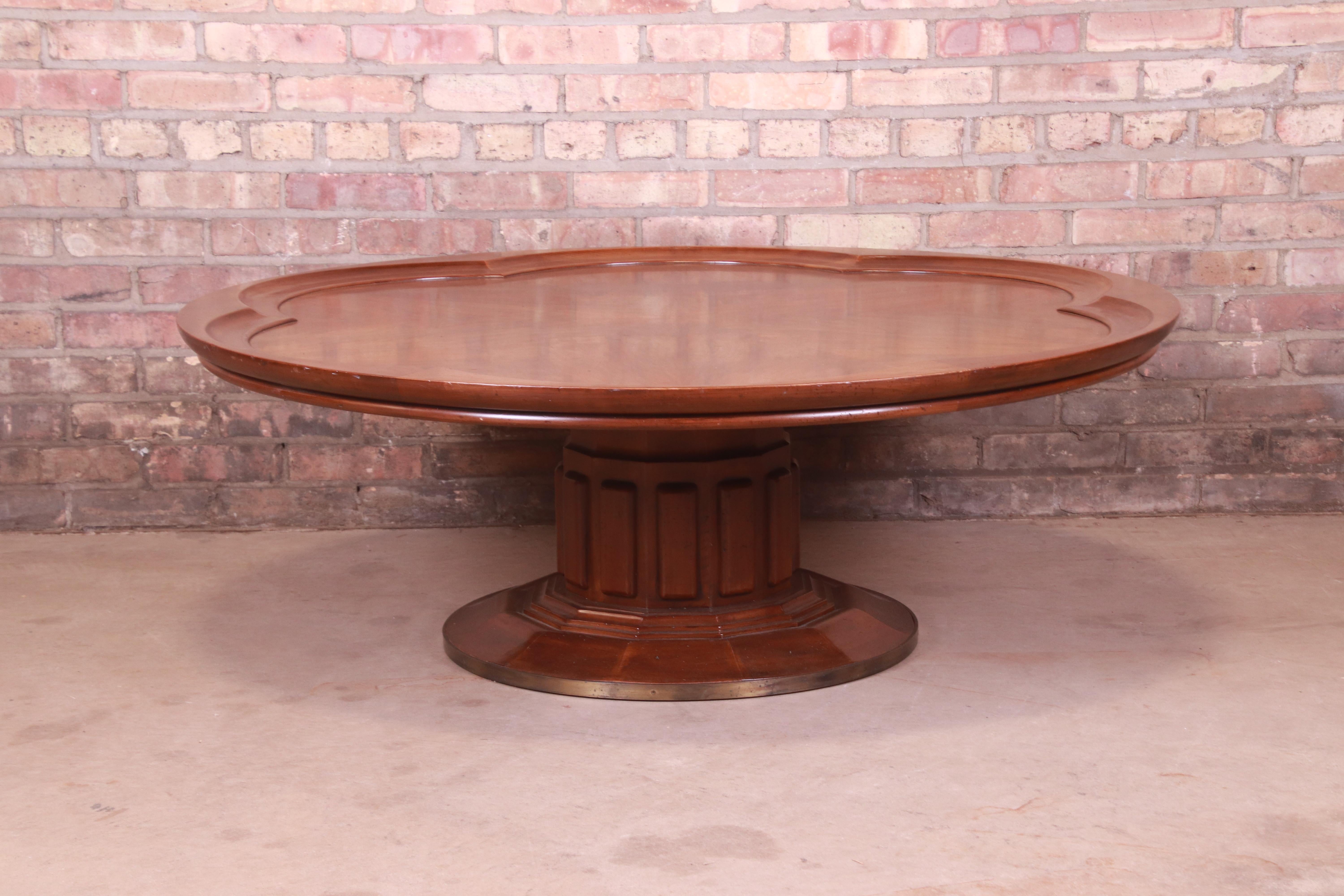 American John Widdicomb Mid-Century Modern Walnut Pedestal Coffee Table, Circa 1960s