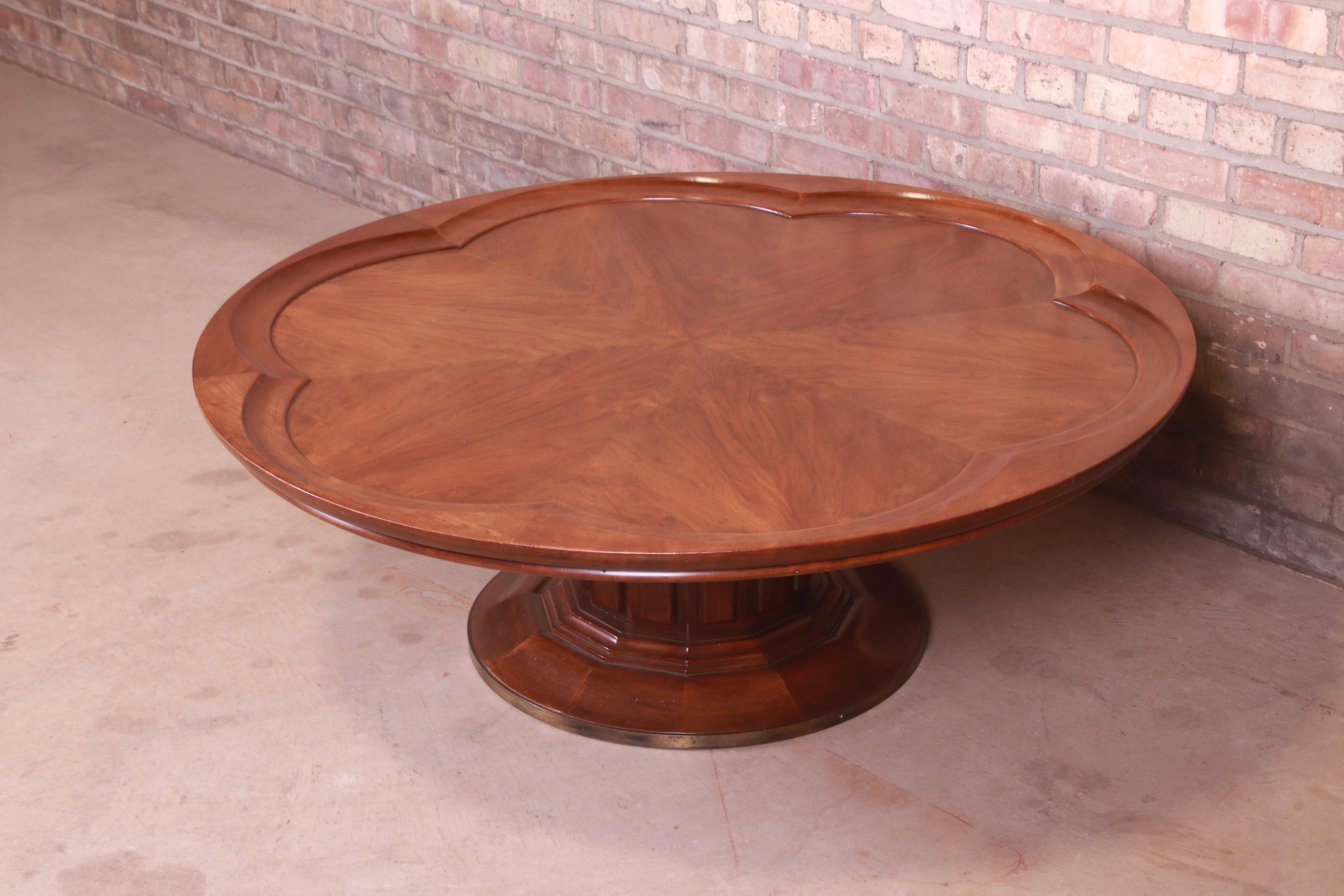 John Widdicomb Mid-Century Modern Walnut Pedestal Coffee Table, Circa 1960s In Good Condition In South Bend, IN
