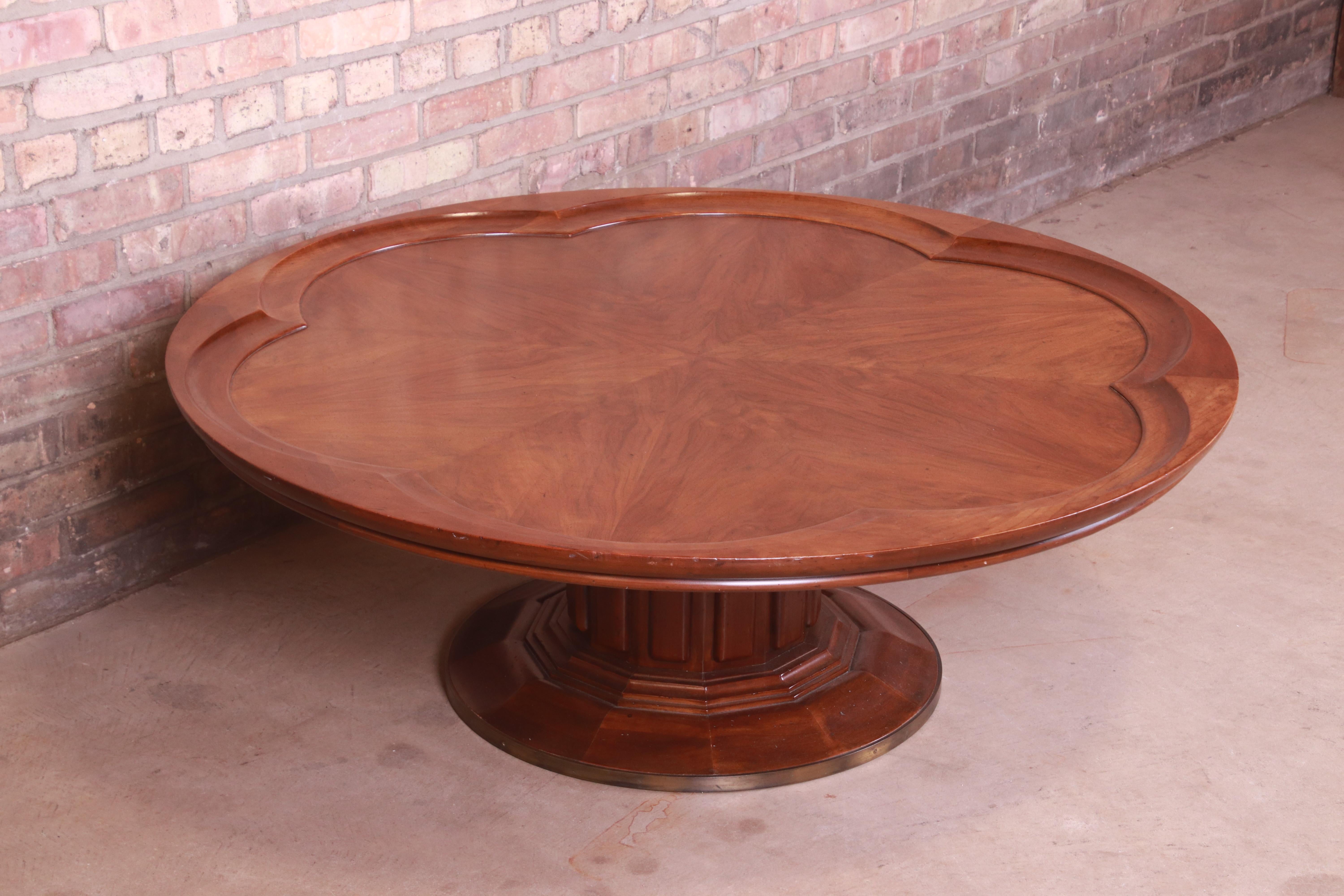 20th Century John Widdicomb Mid-Century Modern Walnut Pedestal Coffee Table, Circa 1960s