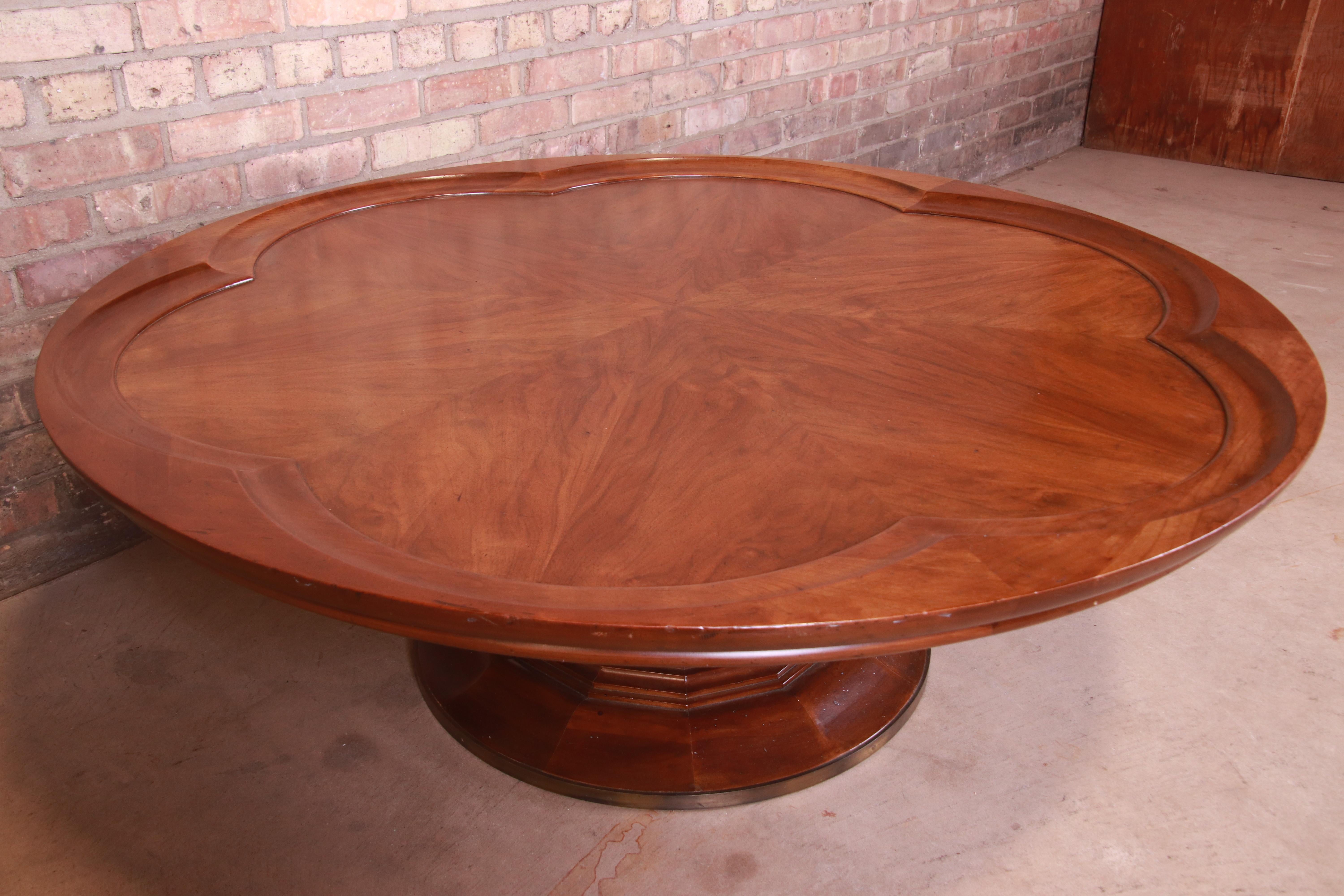 John Widdicomb Mid-Century Modern Walnut Pedestal Coffee Table, Circa 1960s 3