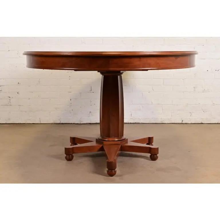 John Widdicomb Mid-Century Regency Cherry Wood Pedestal Dining Table, Refinished For Sale 7
