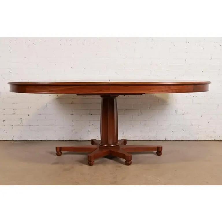 American John Widdicomb Mid-Century Regency Cherry Wood Pedestal Dining Table, Refinished For Sale