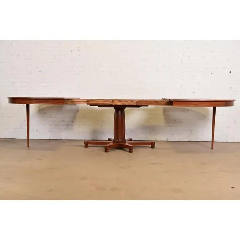 John Widdicomb Mid-Century Regency Cherry Wood Pedestal Dining Table, Refinished For Sale 2