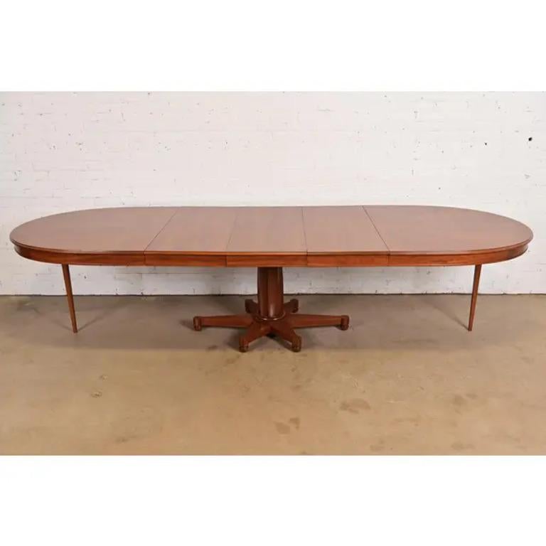 John Widdicomb Mid-Century Regency Cherry Wood Pedestal Dining Table, Refinished For Sale 3