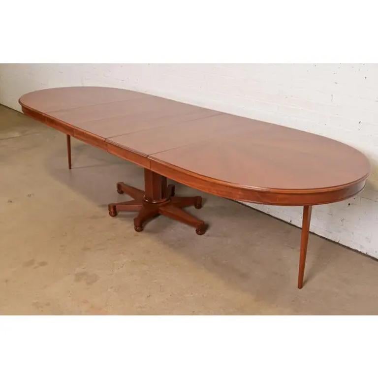 John Widdicomb Mid-Century Regency Cherry Wood Pedestal Dining Table, Refinished For Sale 4