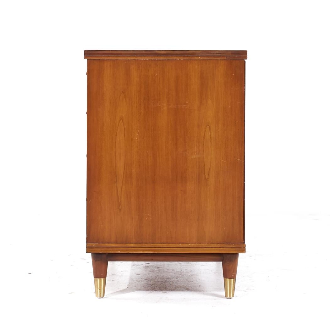 Late 20th Century John Widdicomb Mid Century Walnut and Brass Chest of Drawers - Pair For Sale