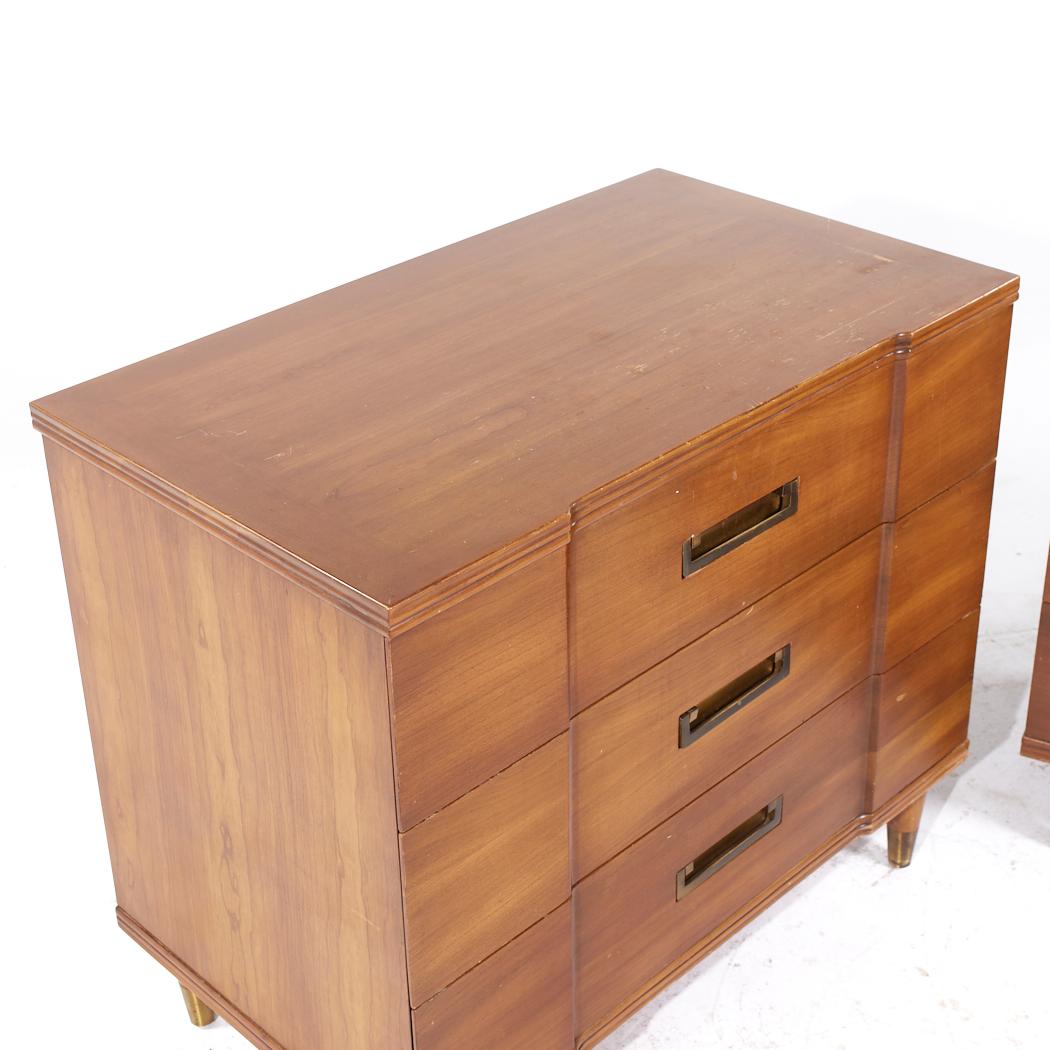 John Widdicomb Mid Century Walnut and Brass Chest of Drawers - Pair For Sale 2