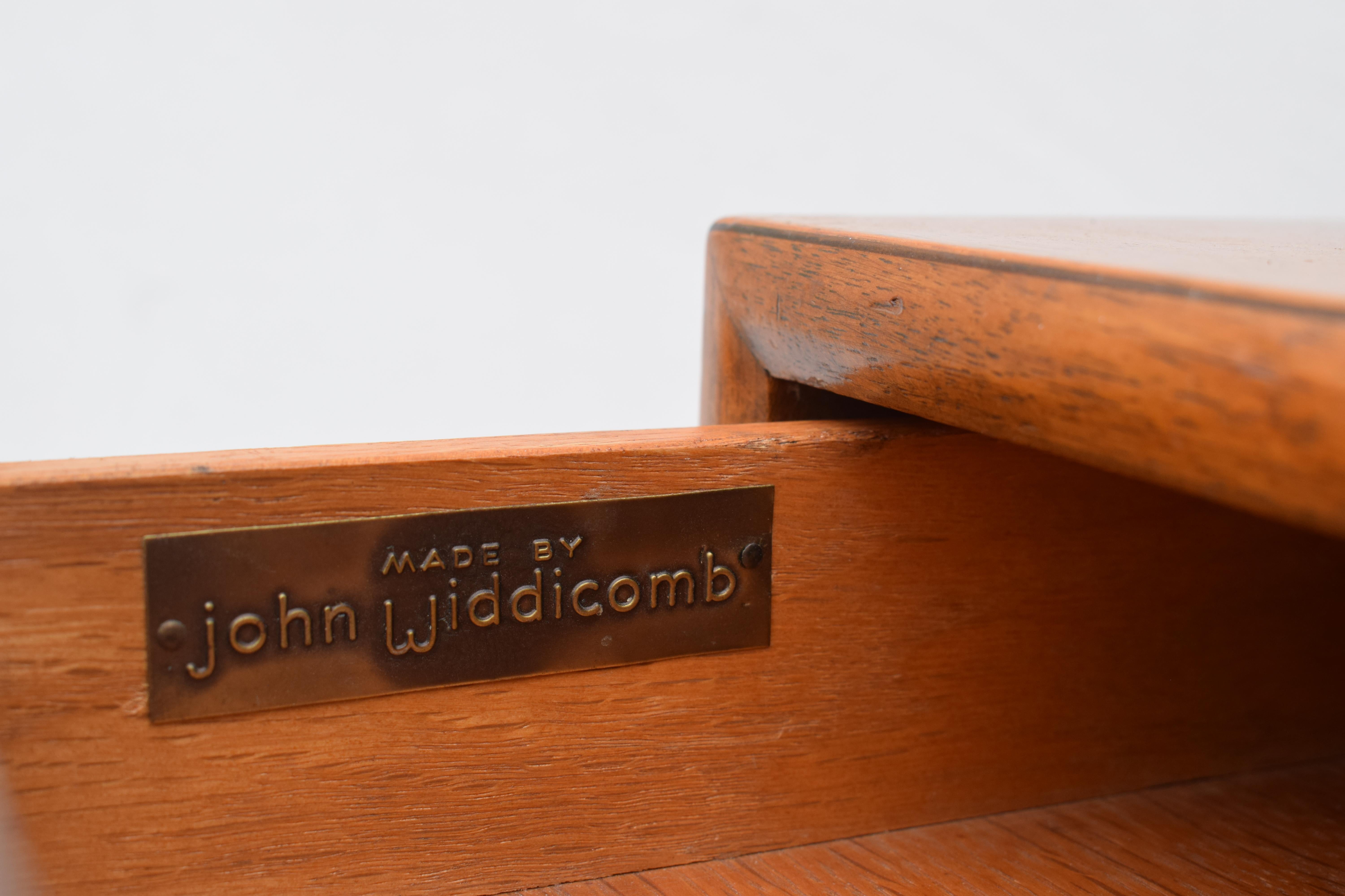 John Widdicomb Mid Century Walnut and Brass Nightstand For Sale 5