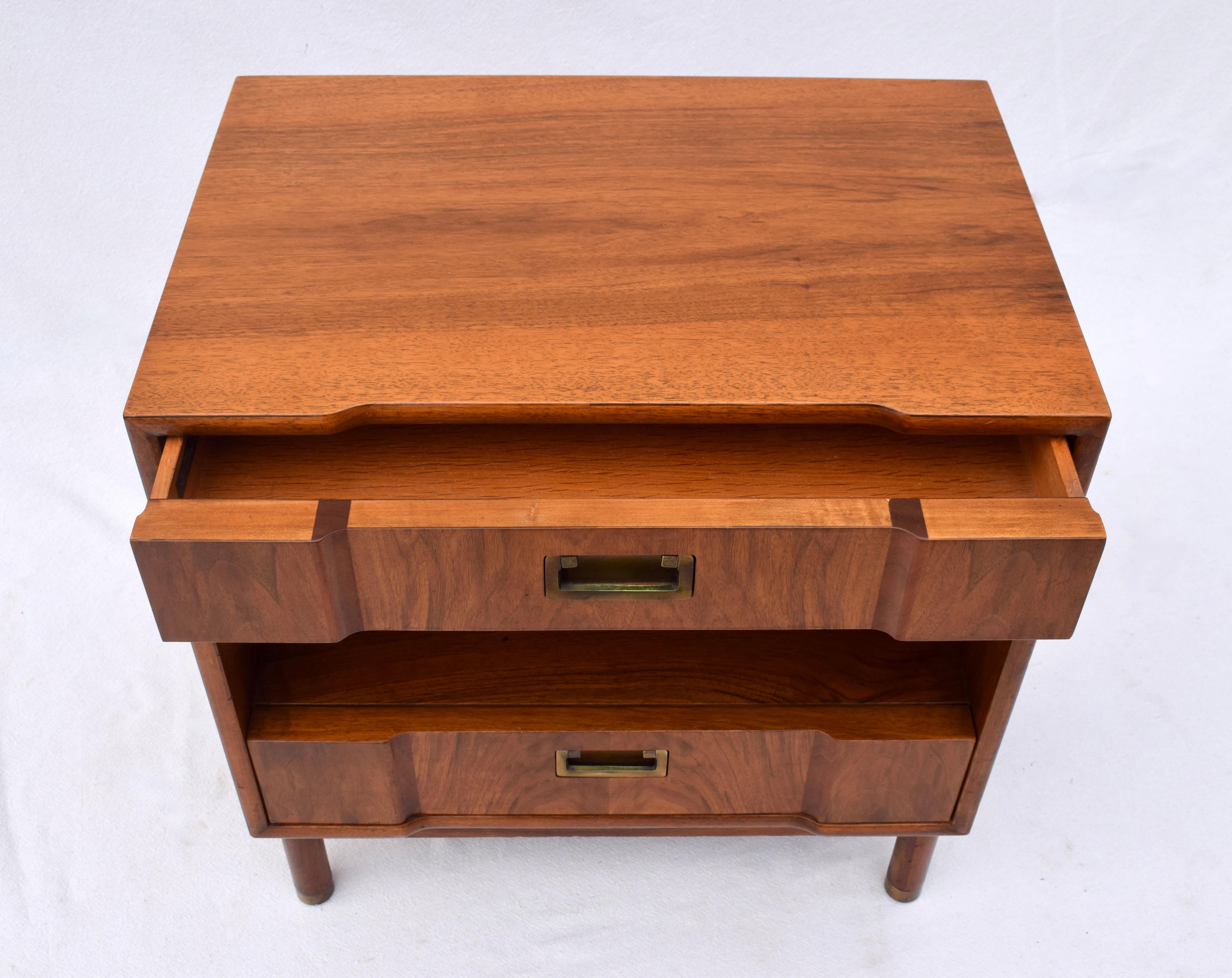 John Widdicomb Mid Century Walnut and Brass Nightstand For Sale 6