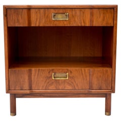 John Widdicomb Mid Century Walnut and Brass Nightstand