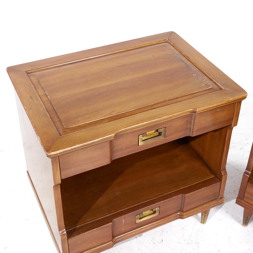 John Widdicomb Mid Century Walnut and Brass Nightstands - Pair For Sale 4