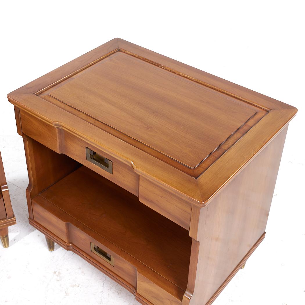 John Widdicomb Mid Century Walnut and Brass Nightstands - Pair For Sale 5
