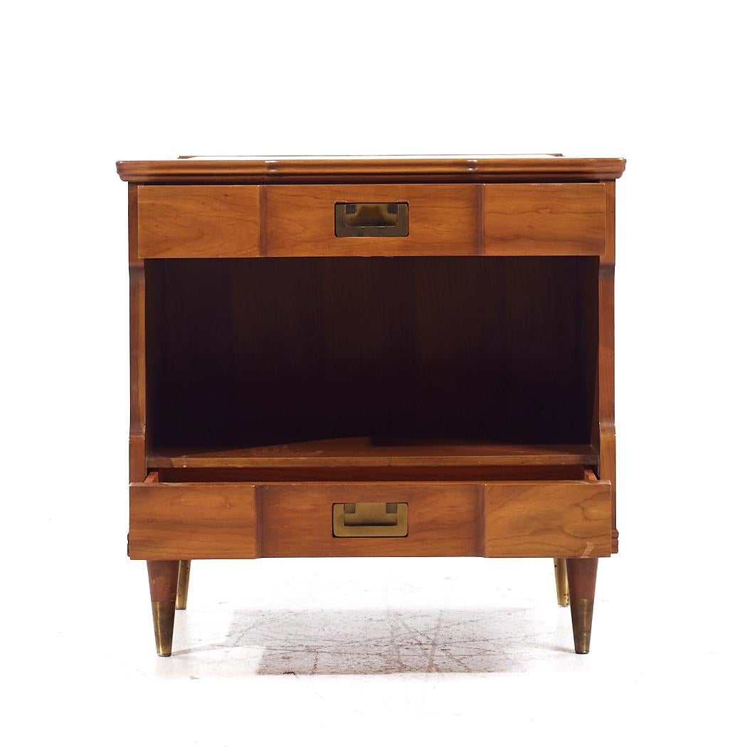 John Widdicomb Mid Century Walnut and Brass Nightstands - Pair For Sale 6
