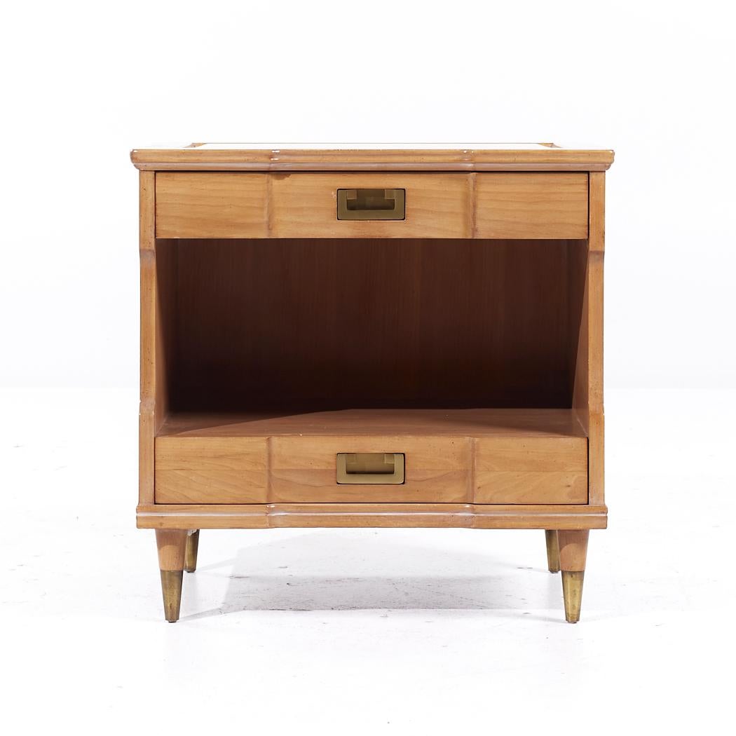 John Widdicomb Mid Century Walnut and Brass Nightstands - Pair In Good Condition For Sale In Countryside, IL