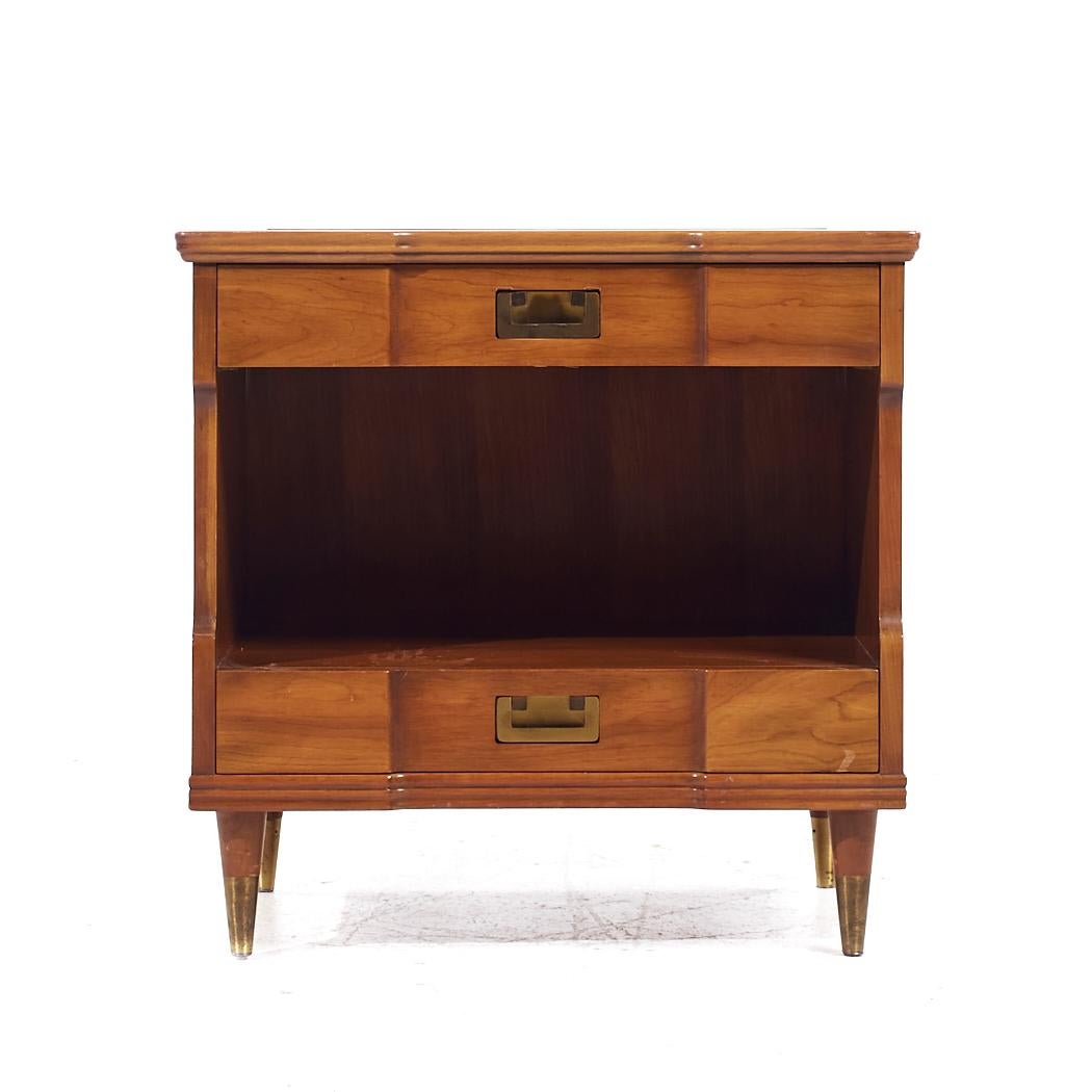 John Widdicomb Mid Century Walnut and Brass Nightstands - Pair In Good Condition For Sale In Countryside, IL
