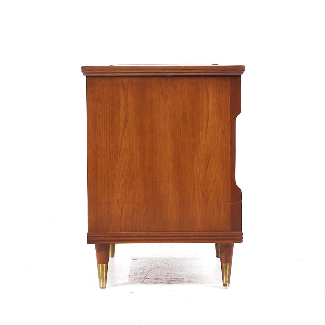 John Widdicomb Mid Century Walnut and Brass Nightstands - Pair For Sale 1