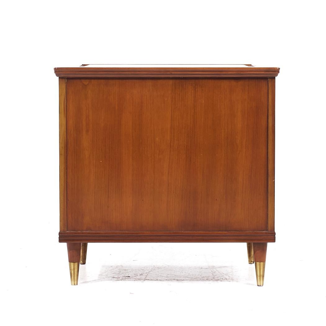 John Widdicomb Mid Century Walnut and Brass Nightstands - Pair For Sale 2