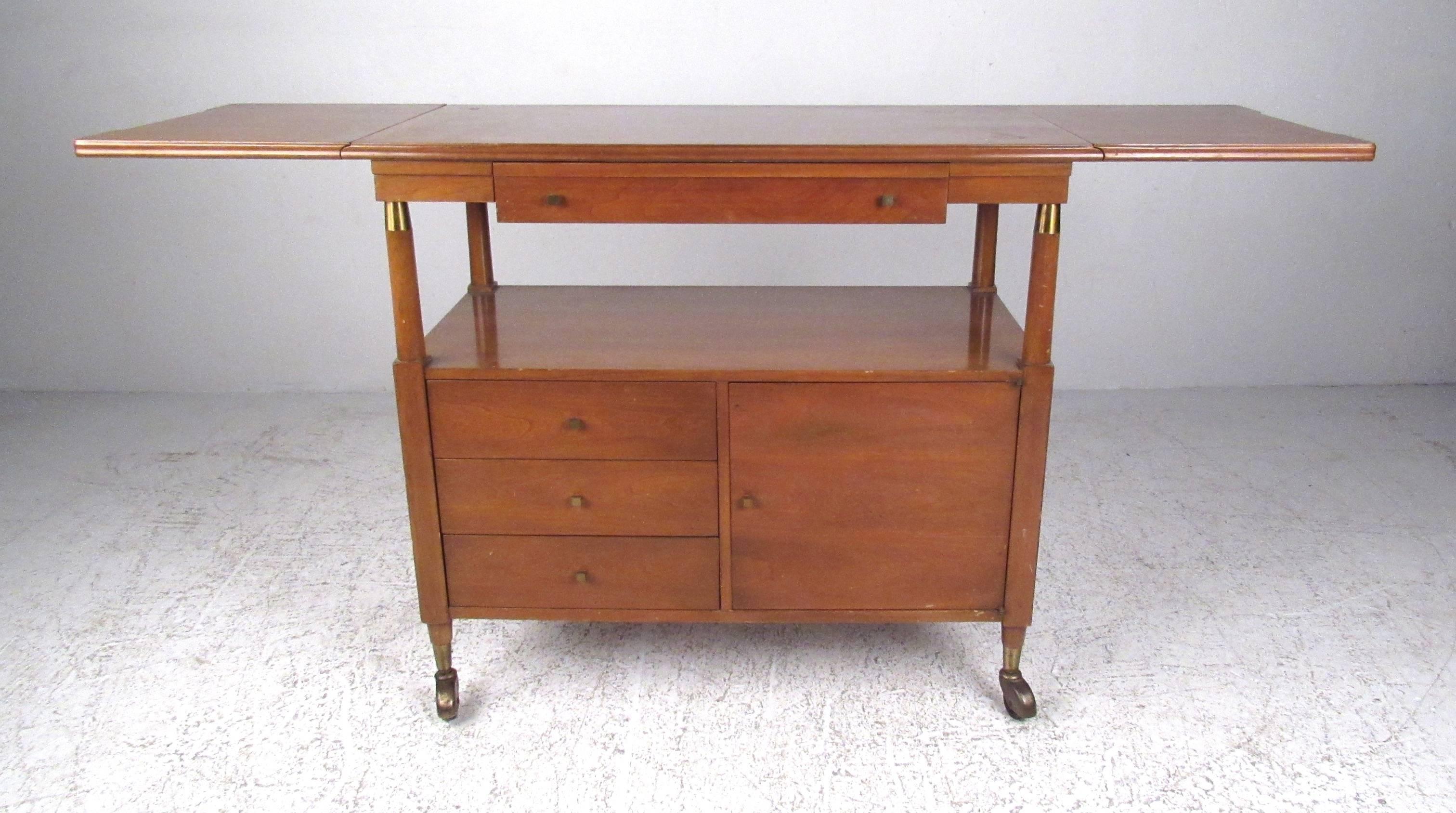 Mid-Century Modern John Widdicomb Midcentury Walnut Bar Cart