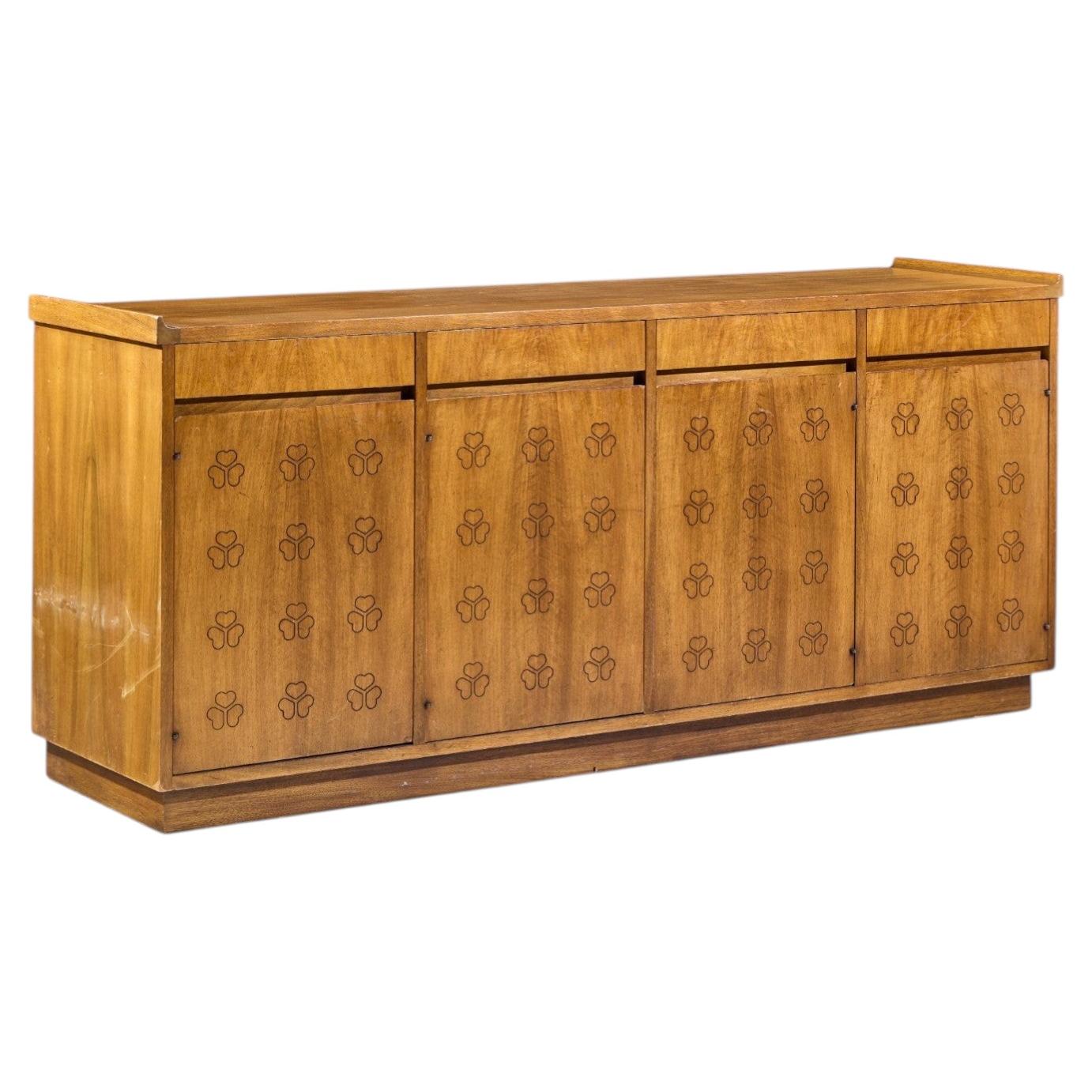John Widdicomb Mid Century Walnut Clover Credenza