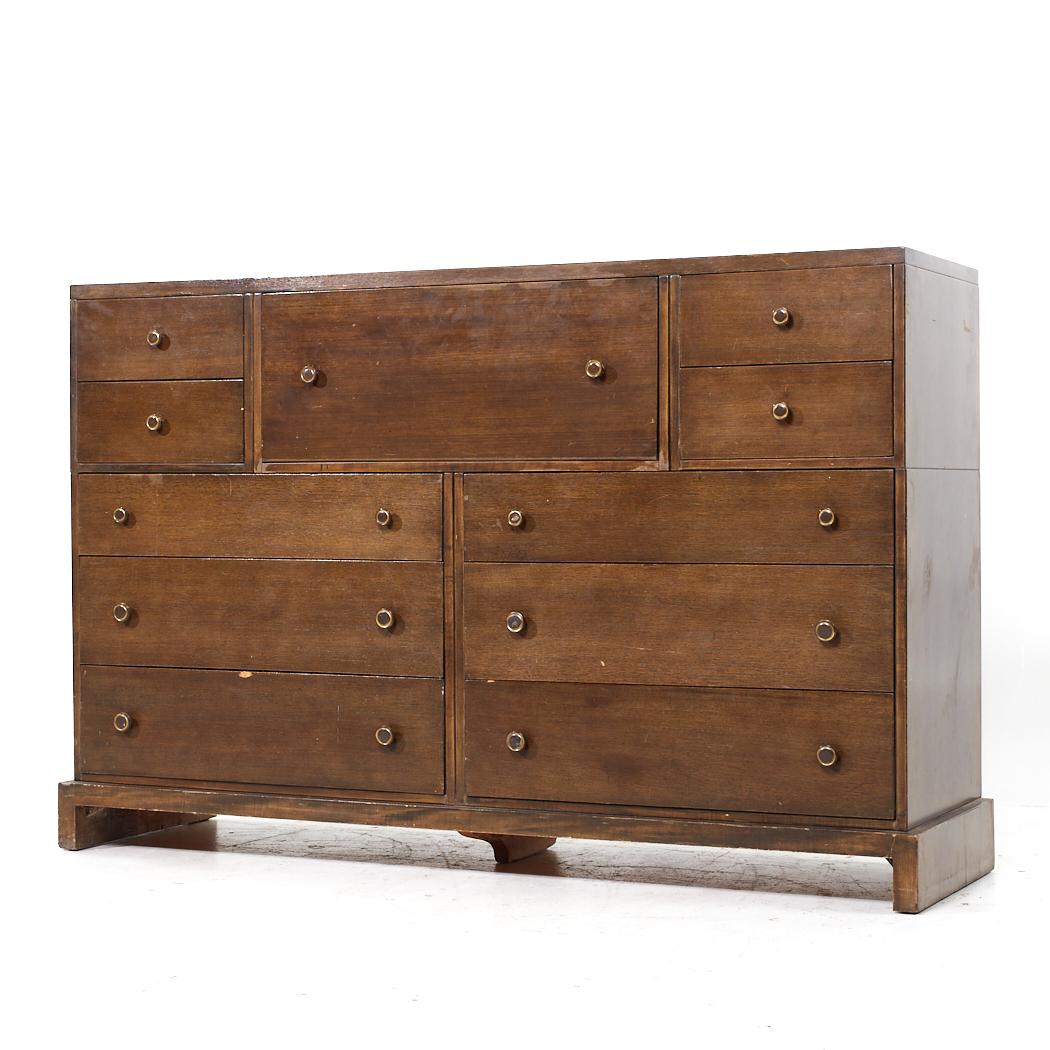 Mid-Century Modern John Widdicomb Mid Century Walnut Double Dresser Secretary Desk For Sale