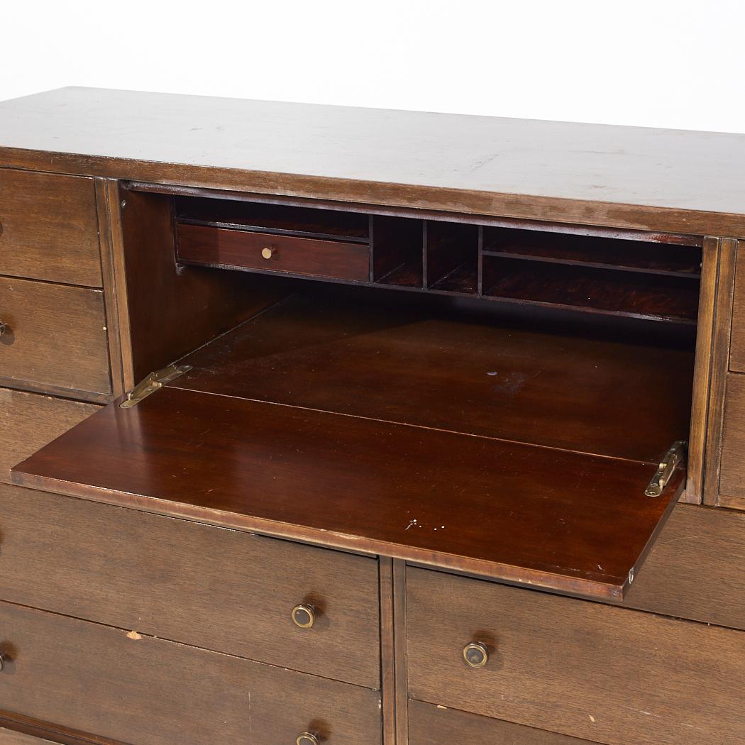 John Widdicomb Mid Century Walnut Double Dresser Secretary Desk For Sale 1
