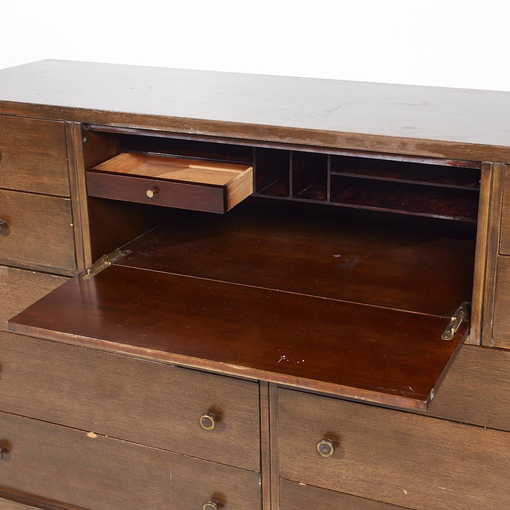 John Widdicomb Mid Century Walnut Double Dresser Secretary Desk For Sale 2