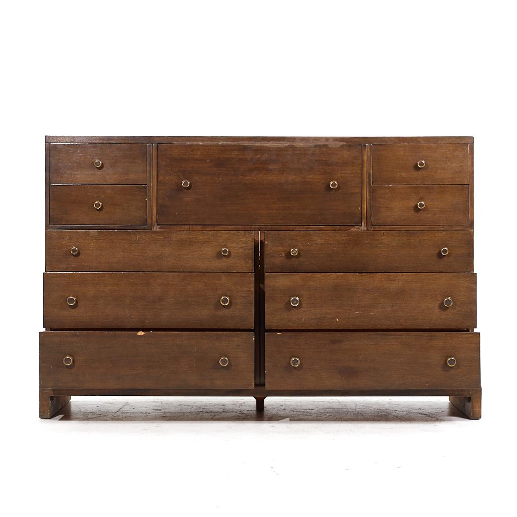 John Widdicomb Mid Century Walnut Double Dresser Secretary Desk For Sale 3