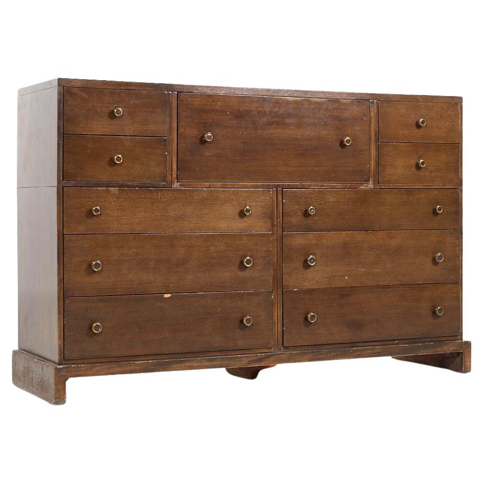 John Widdicomb Mid Century Walnut Double Dresser Secretary Desk For Sale