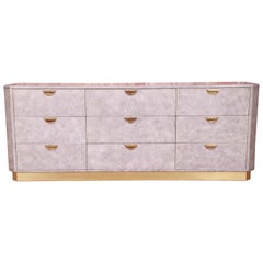 Cómoda Triple o Credenza John Widdicomb Midcentury Hollywood Regency, Década de 1970