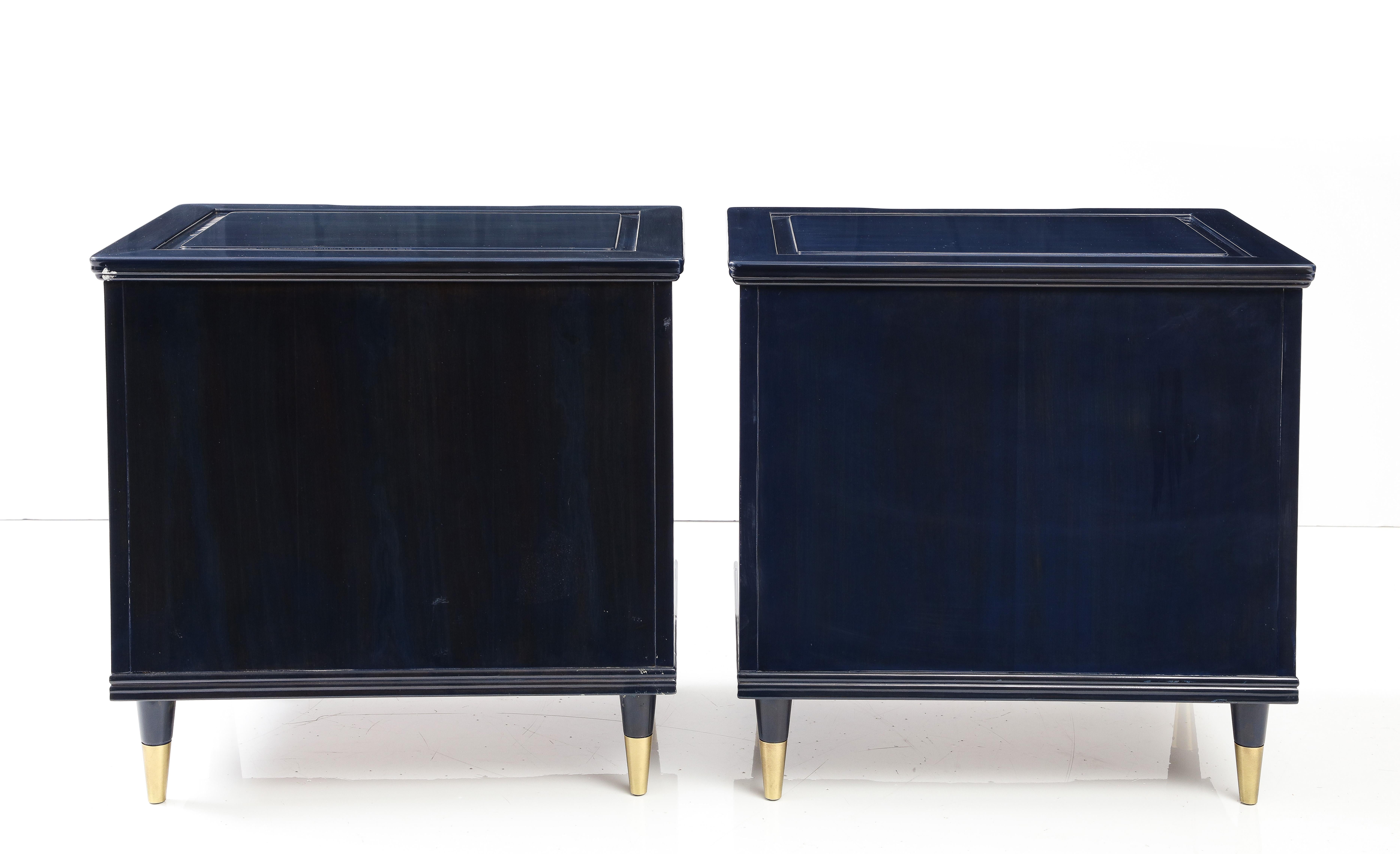 American John Widdicomb Midnight Blue Stained Nightstands For Sale