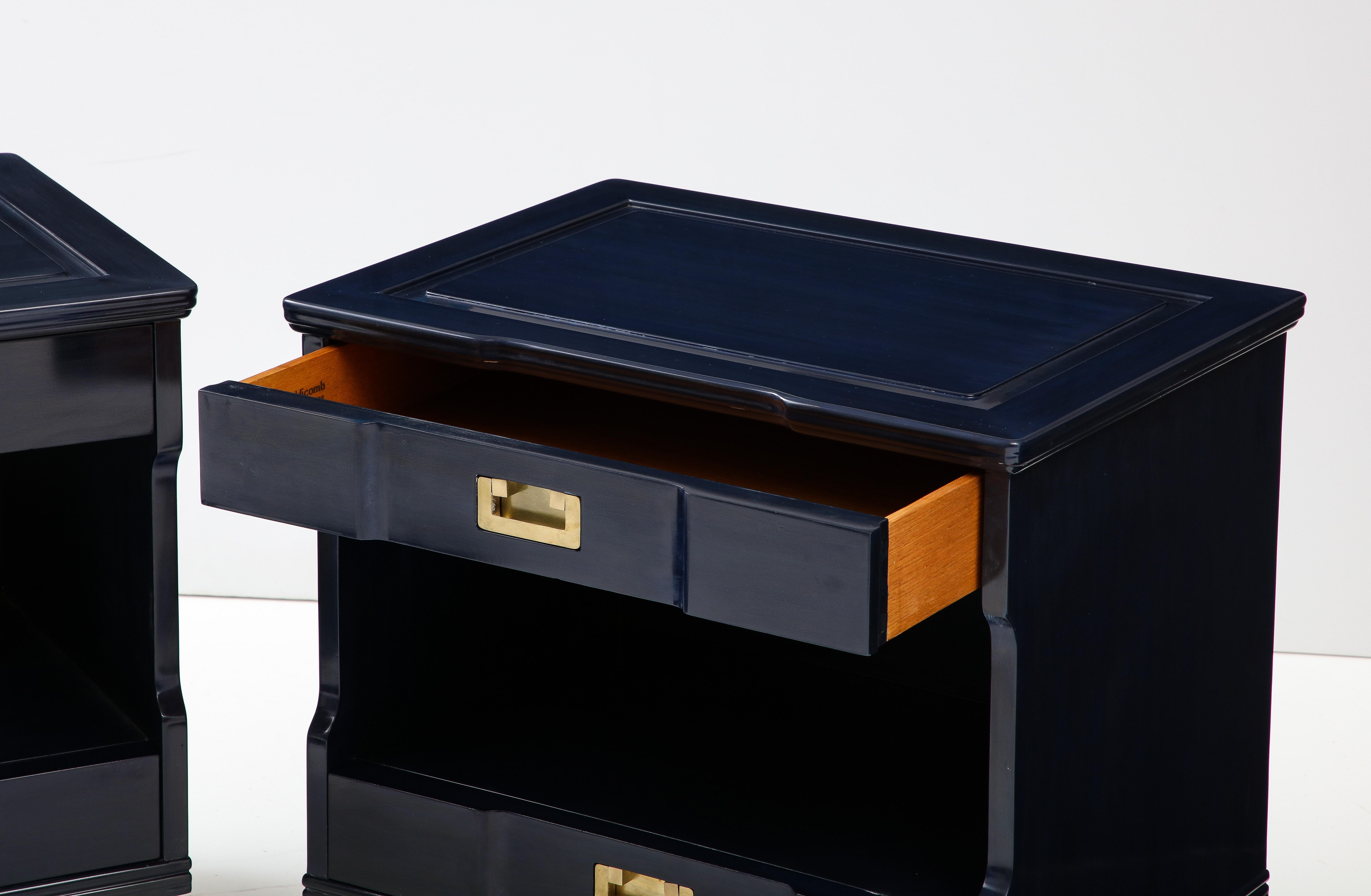 20th Century John Widdicomb Midnight Blue Stained Nightstands For Sale