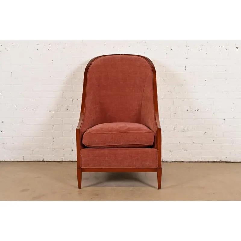 John Widdicomb Silla de madera de cerezo Art Decó moderno para bañera o silla pantufla Estadounidense en venta